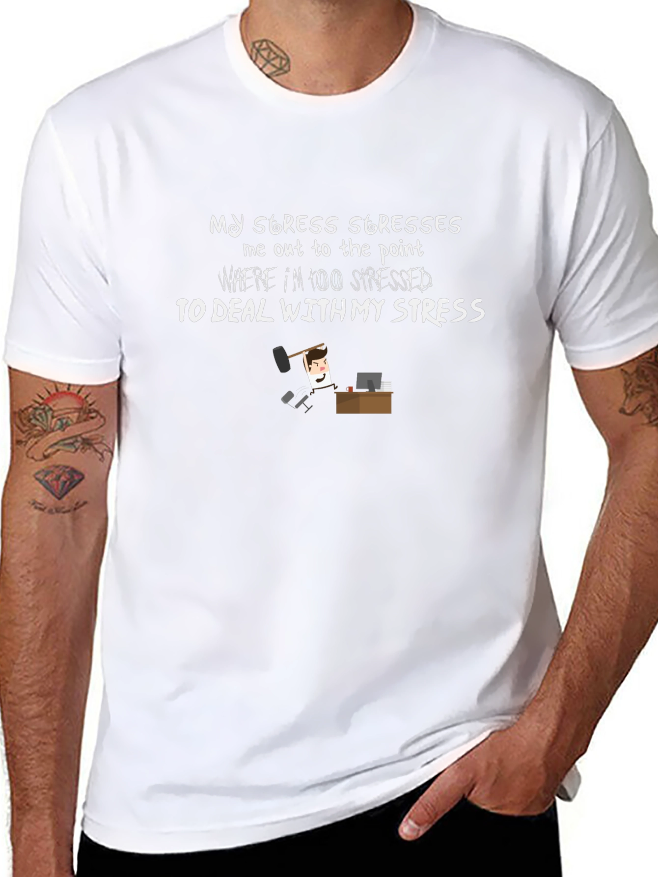 Funny Stress Saying Black T-Shirt