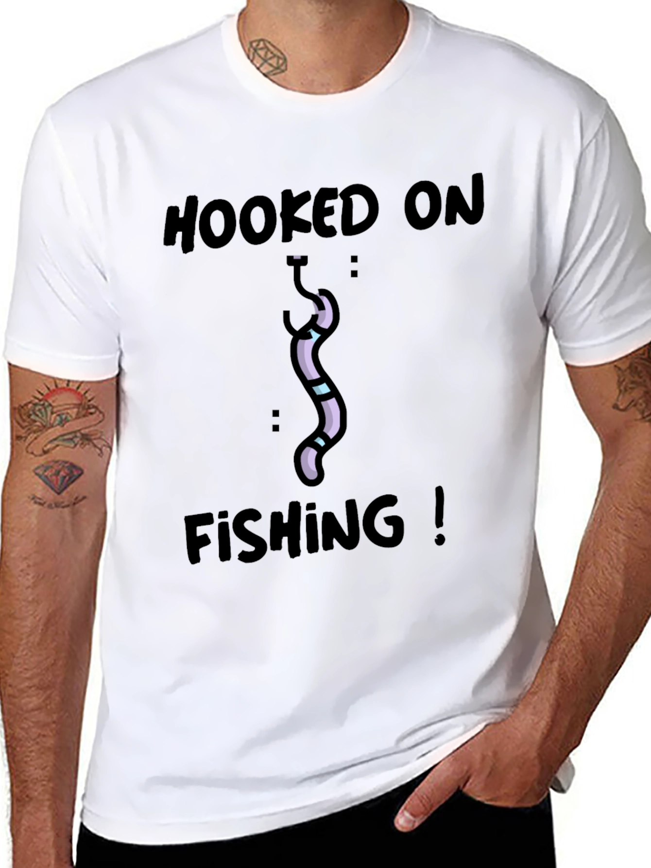 Hooked On Fishing T-Shirt - Black