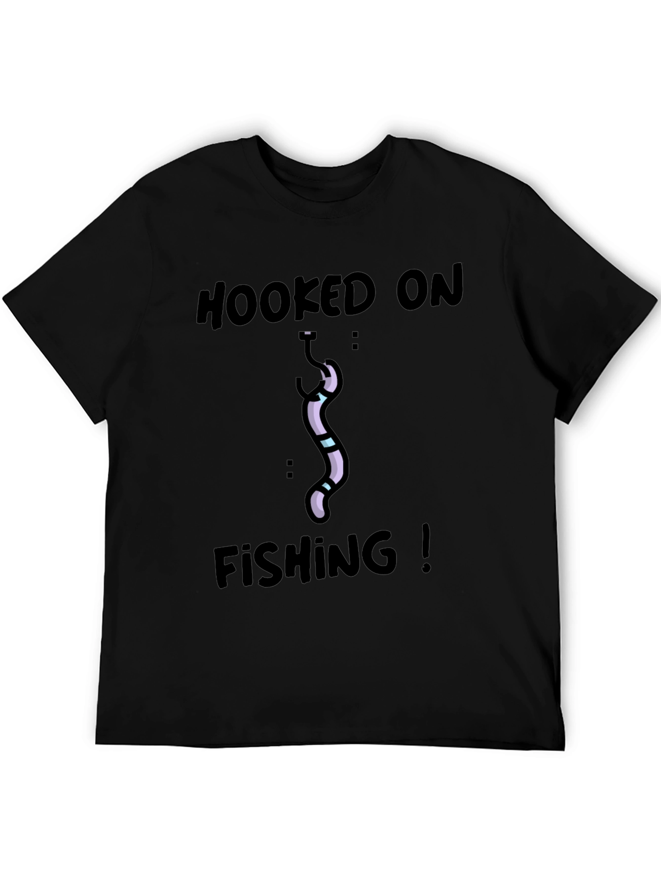 Hooked On Fishing T-Shirt - Black
