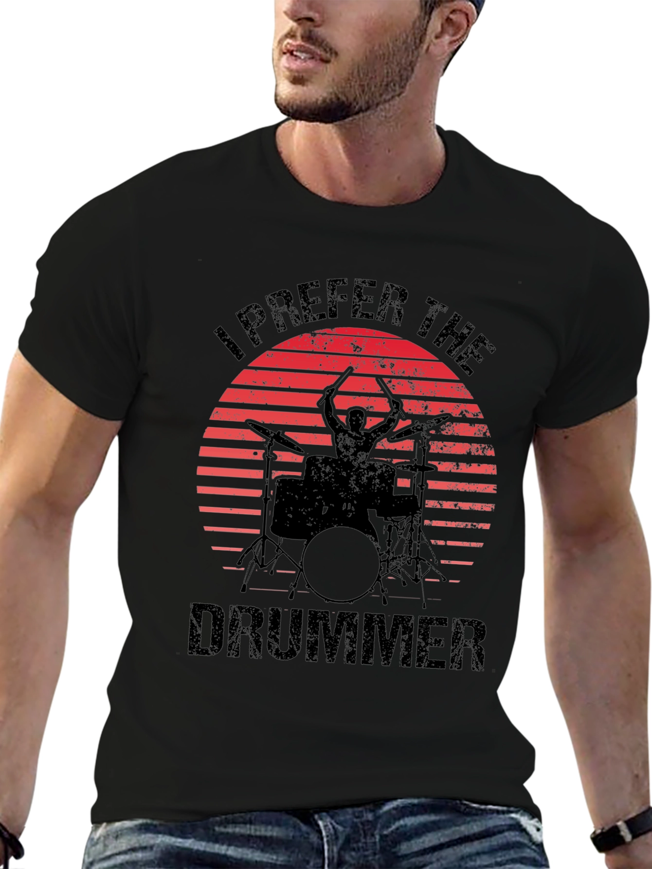 I Prefer The Drummer Black T-Shirt