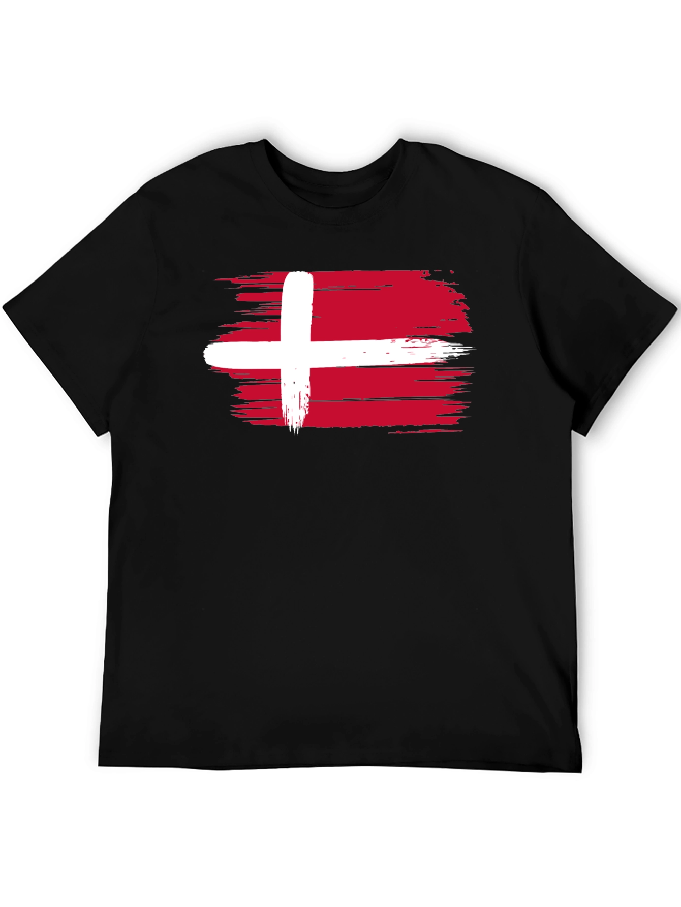 Denmark Flag T-Shirt - Black Crew Neck Tee