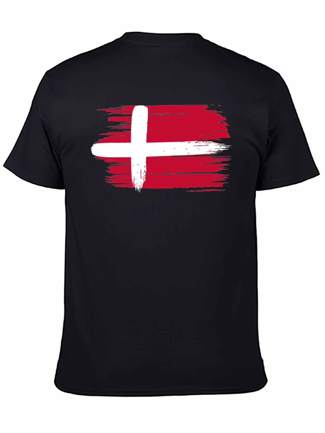 Denmark Flag T-Shirt - Black Crew Neck Tee