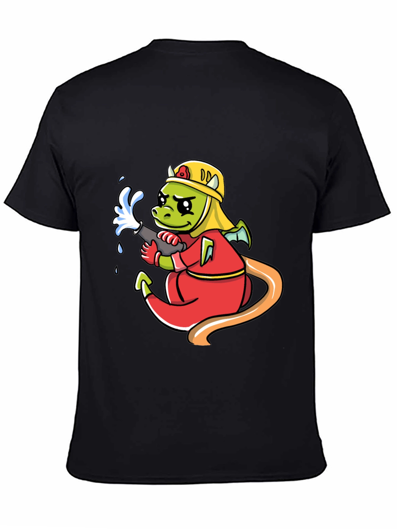 Cartoon Dragon Firefighter Graphic T-Shirt