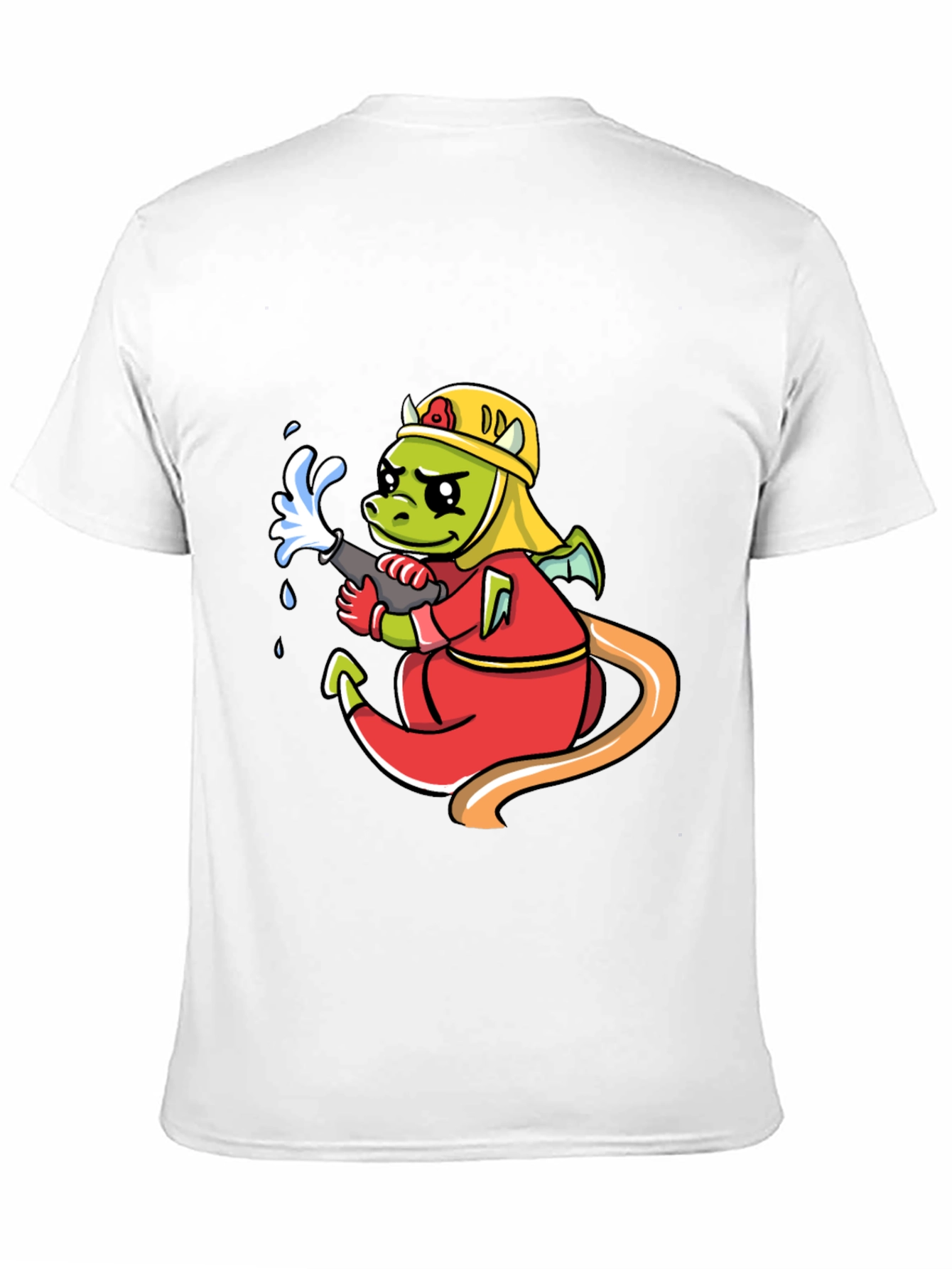 Cartoon Dragon Firefighter Graphic T-Shirt