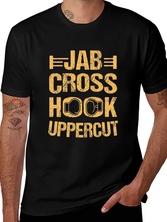 Boxing Moves Black Graphic Tee - Jab Cross Hook Uppercut