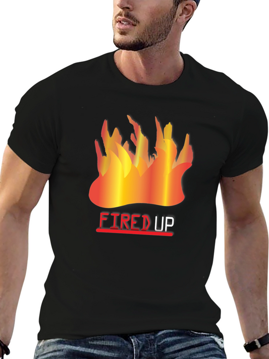 Fired Up Graphic Tee - Black Cotton T-Shirt