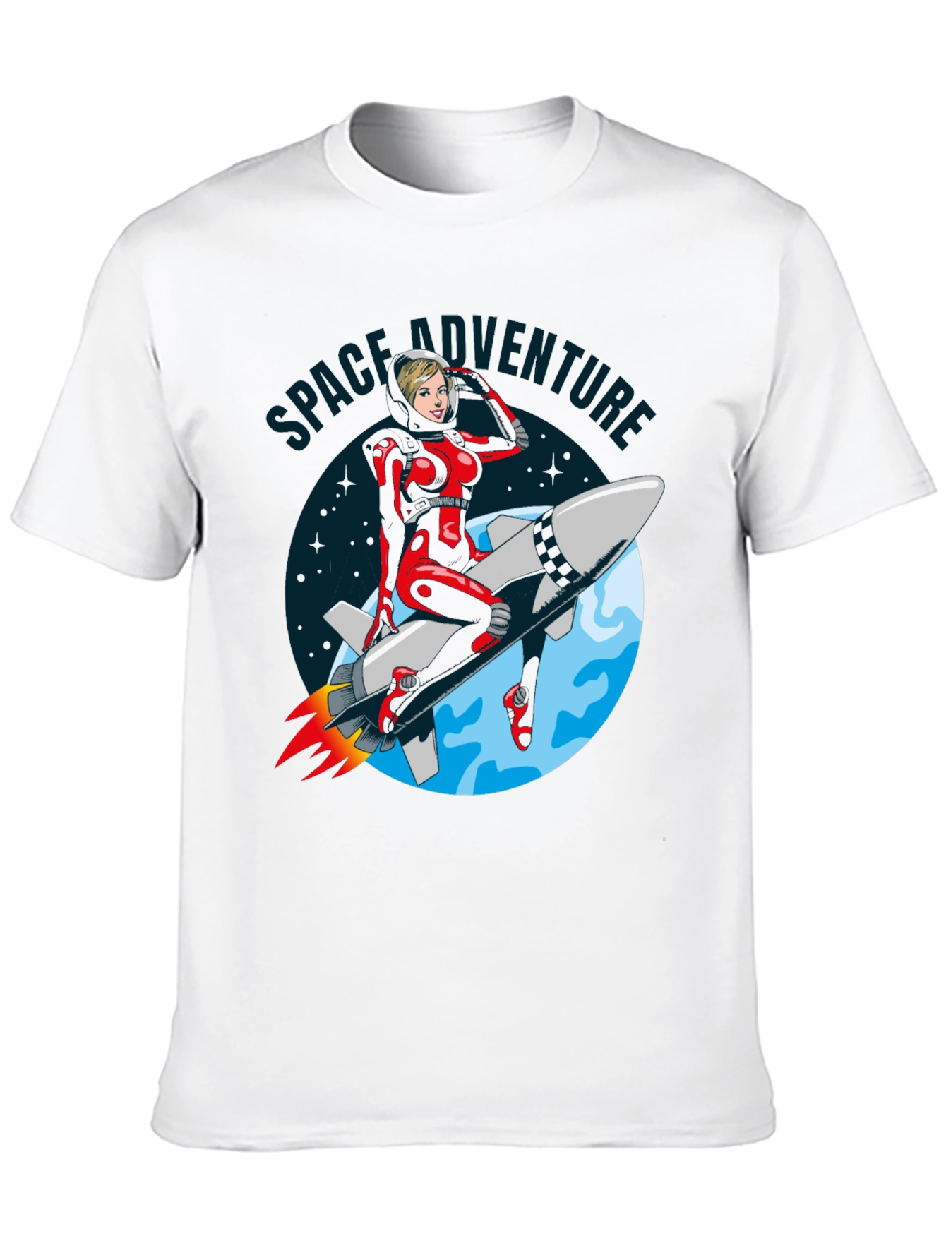 Space Adventure T-Shirt Retro Rocket Girl