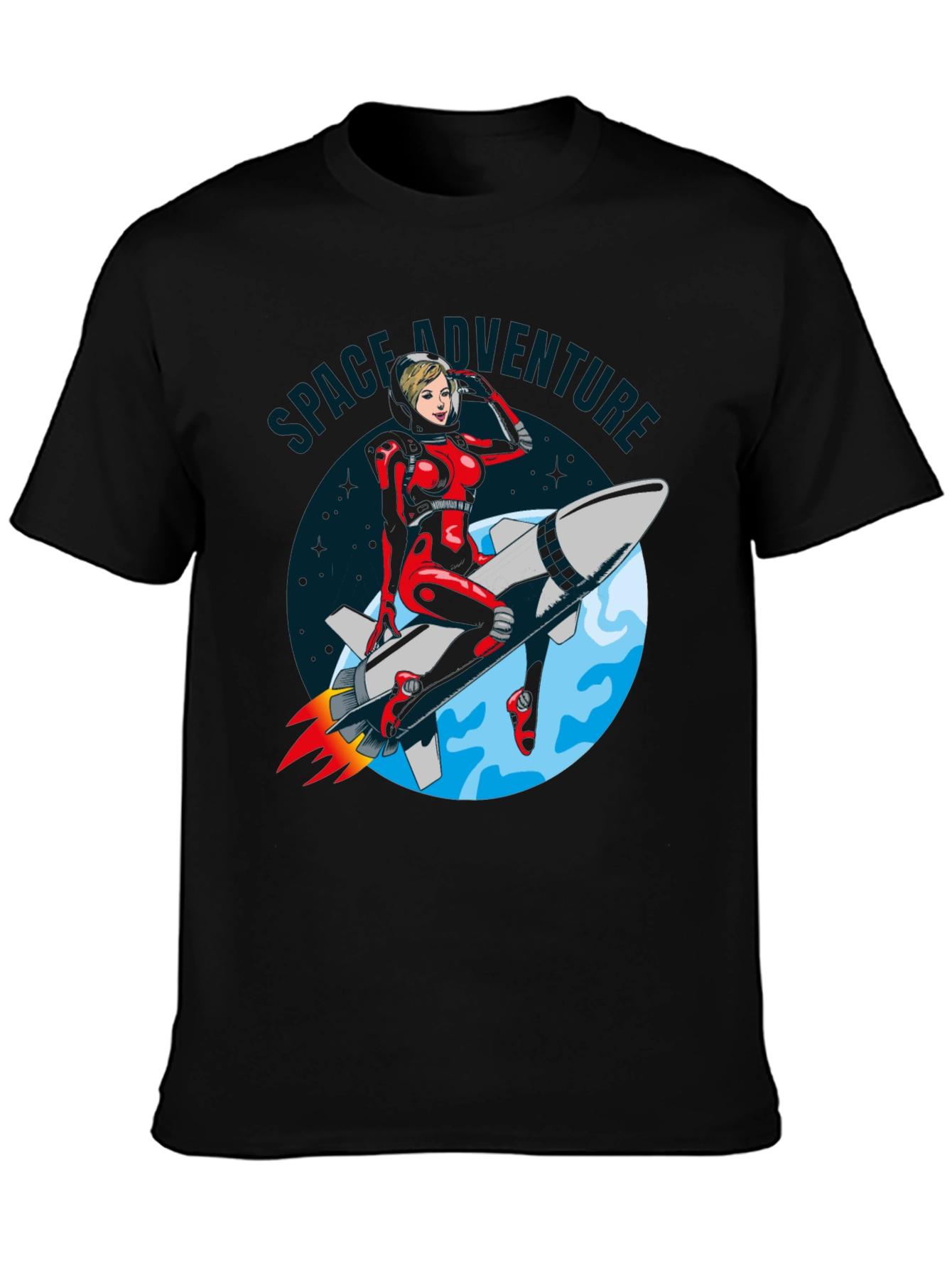 Space Adventure T-Shirt Retro Rocket Girl