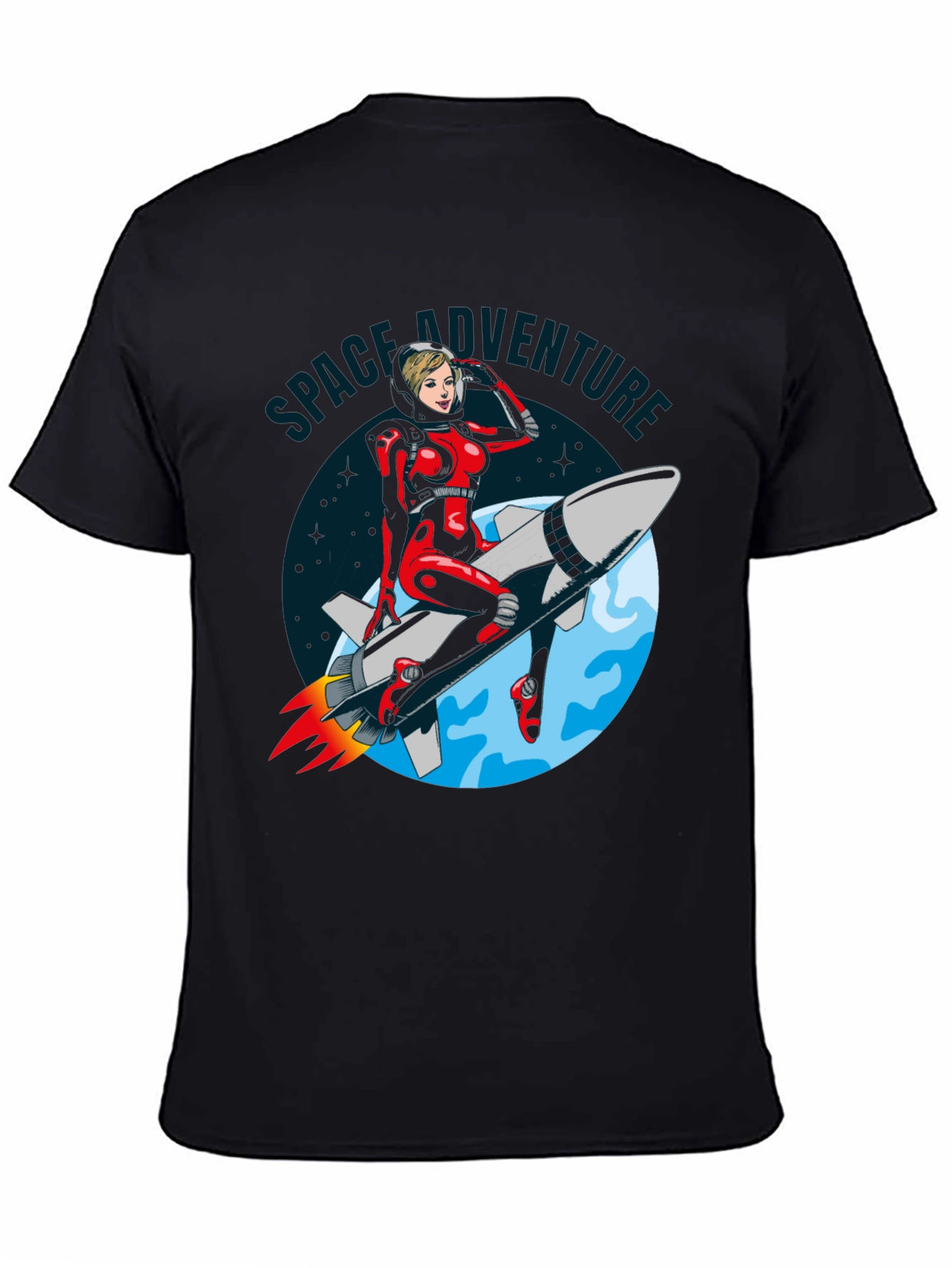 Space Adventure T-Shirt Retro Rocket Girl