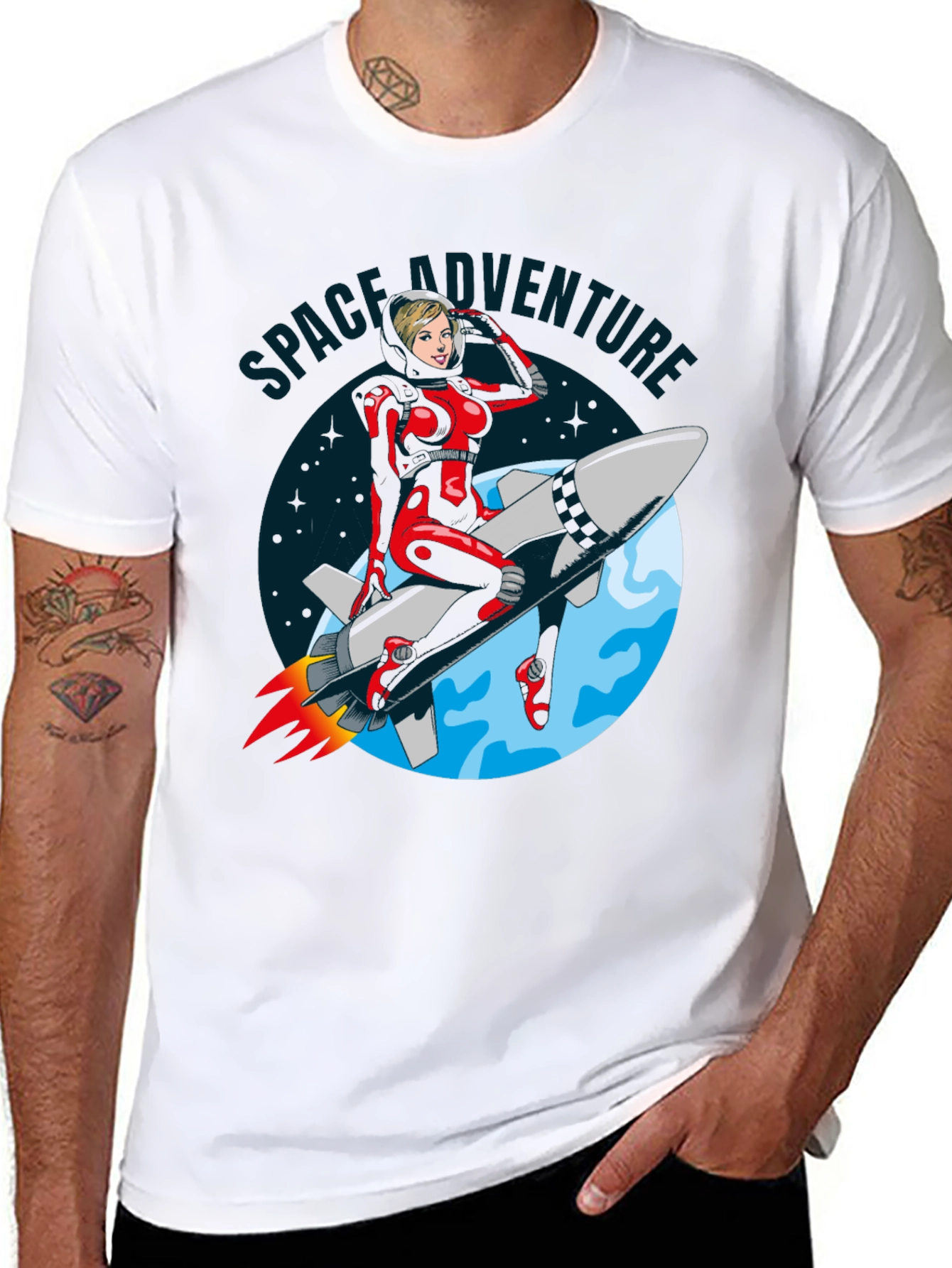 Space Adventure T-Shirt Retro Rocket Girl