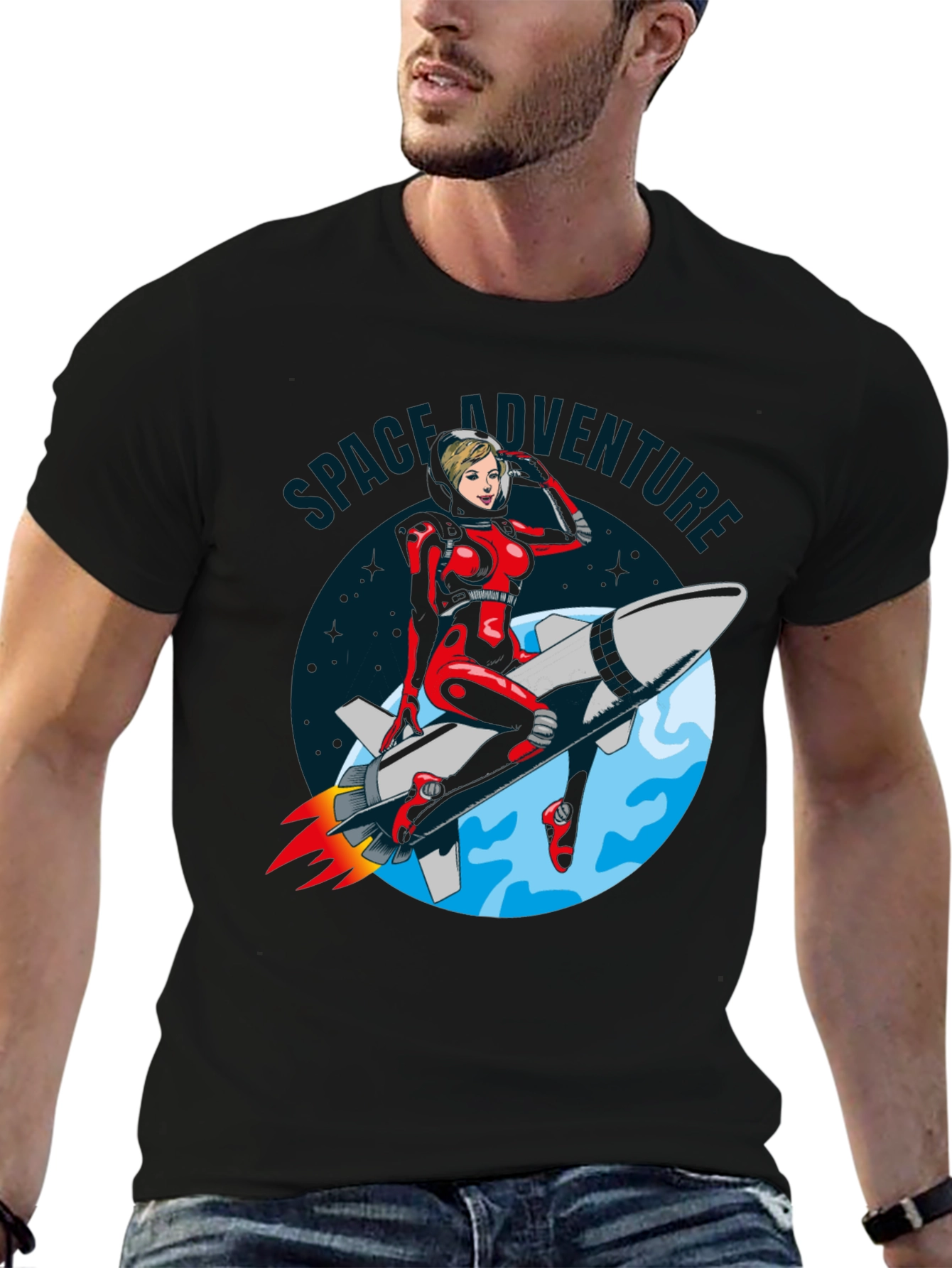 Space Adventure T-Shirt Retro Rocket Girl