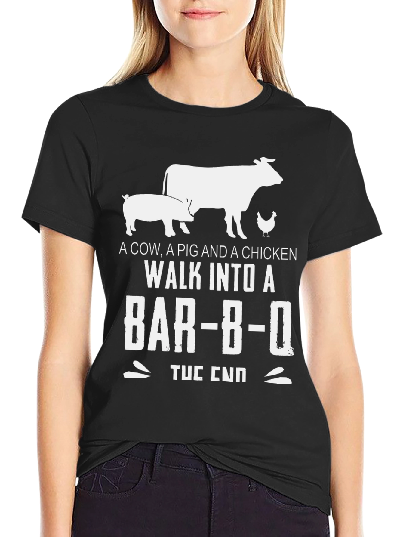 Funny BBQ T-Shirt - Cow Pig Chicken Barbecue Joke