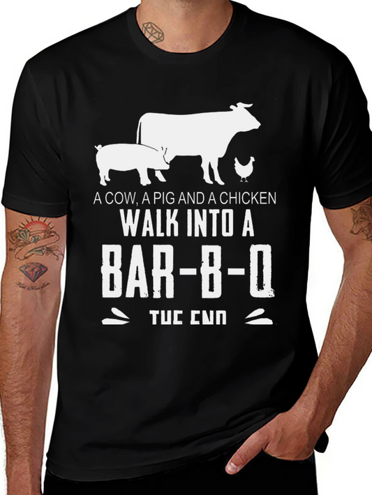 Funny BBQ T-Shirt - Cow Pig Chicken Barbecue Joke