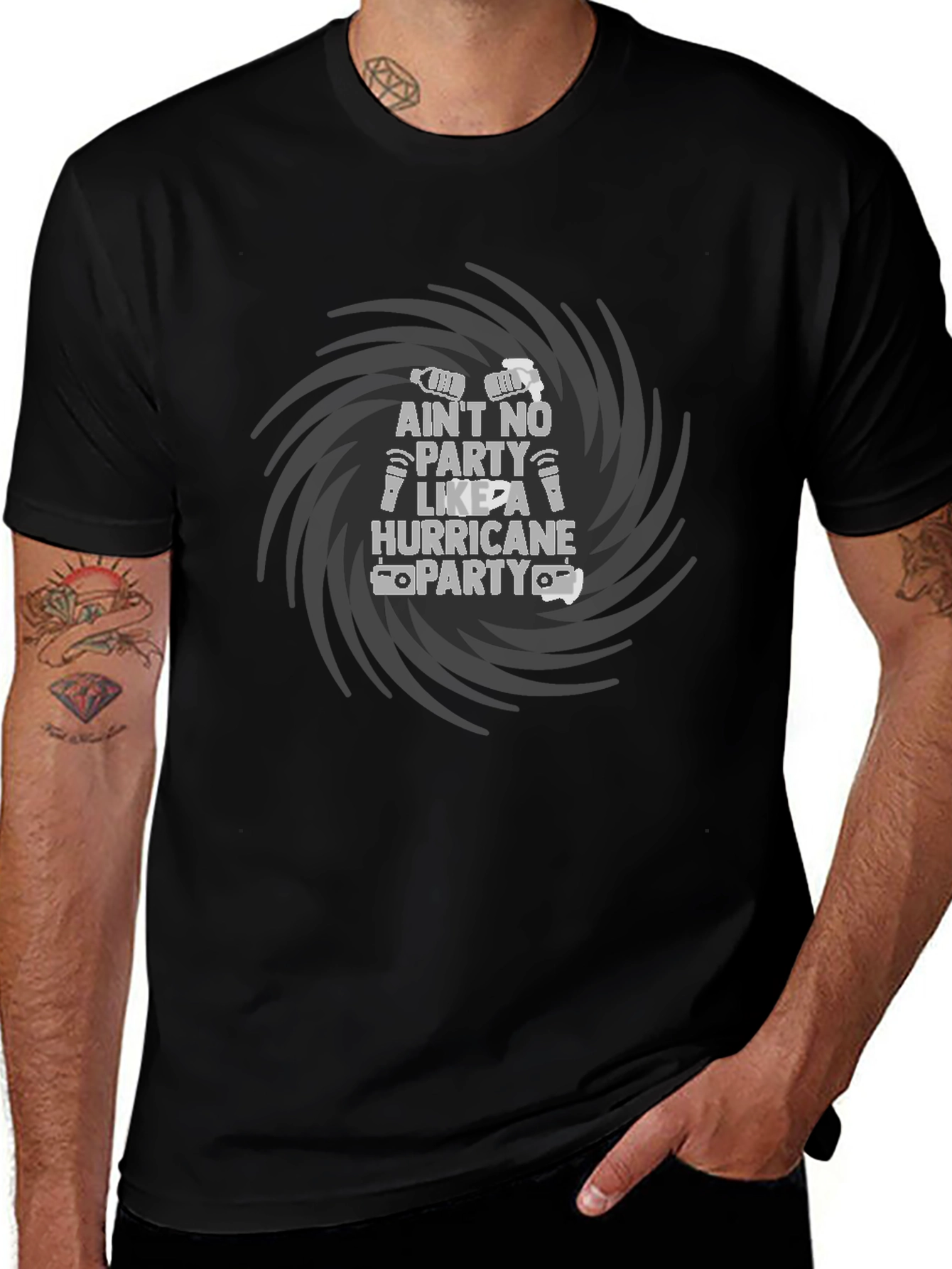 Aint No Party Like A Hurricane Party Black T-Shirt