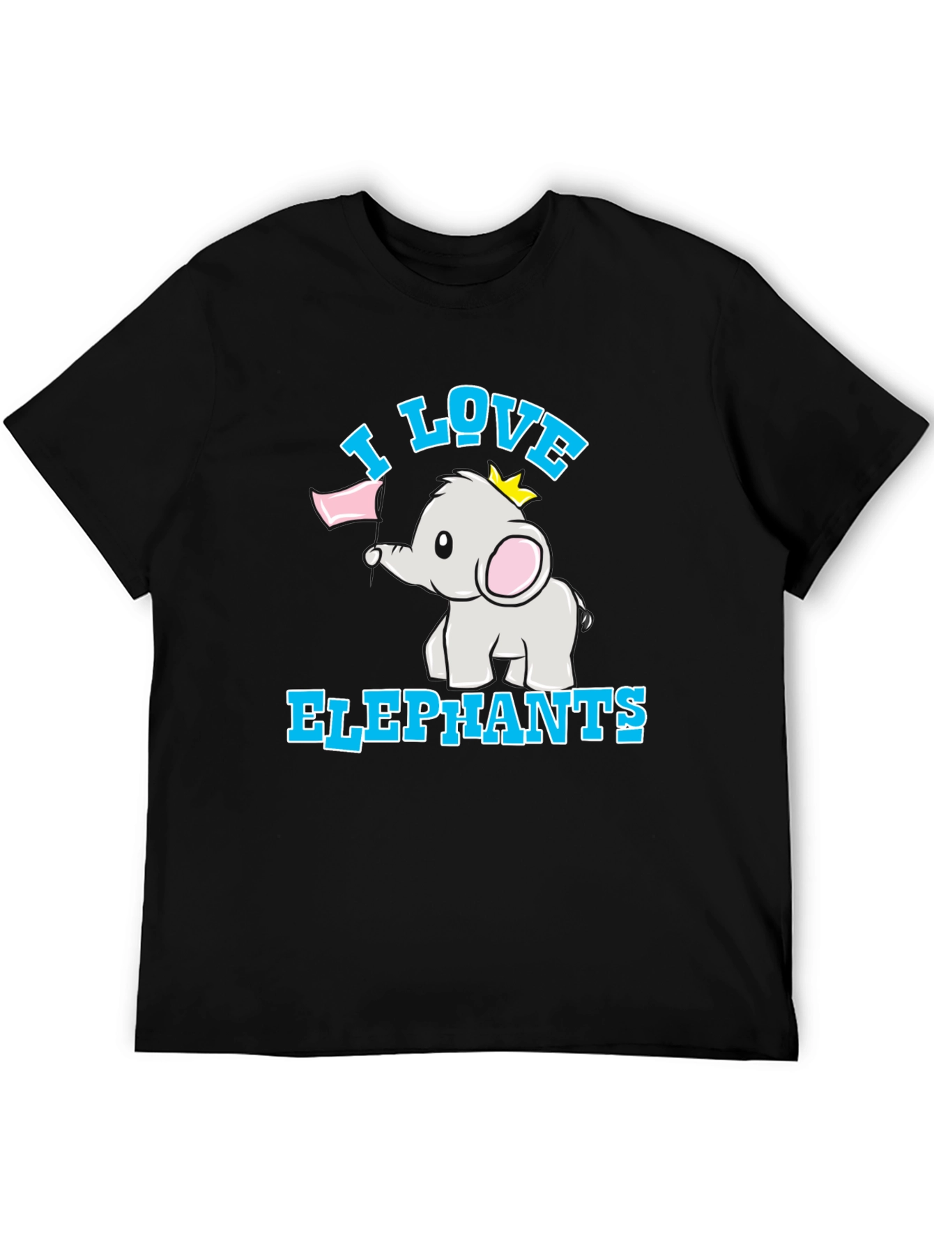 I Love Elephants Black T-Shirt