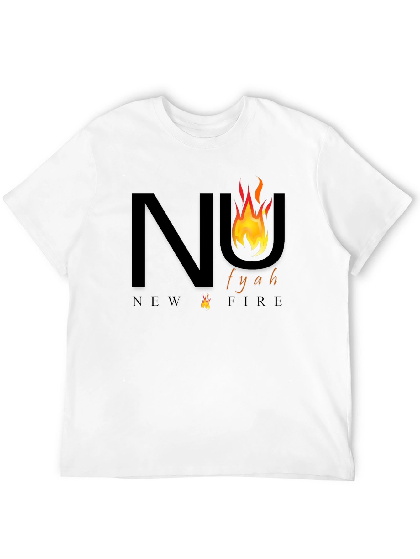 New Fyah T-Shirt - Black Tee with Fiery Design