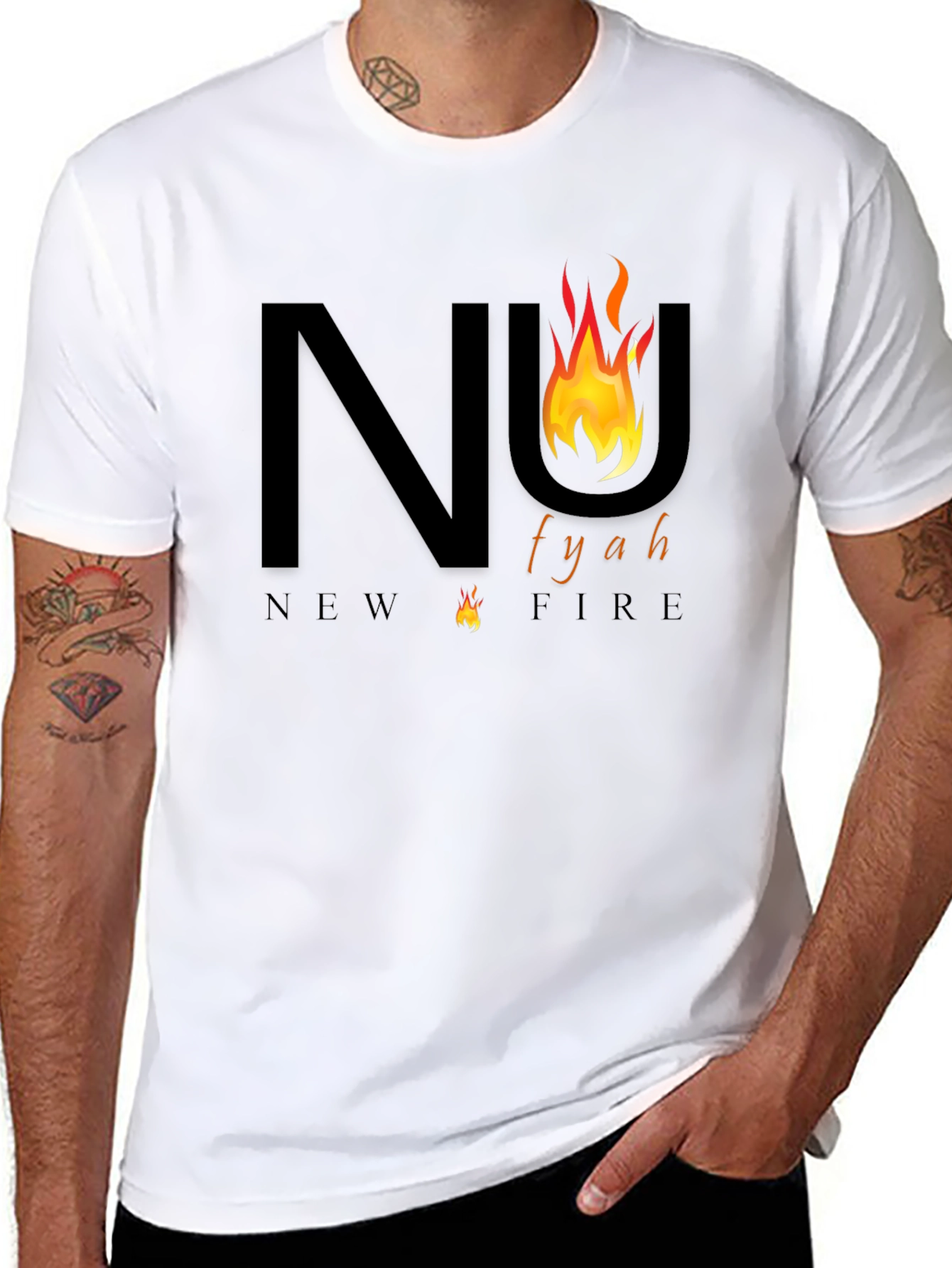 New Fyah T-Shirt - Black Tee with Fiery Design