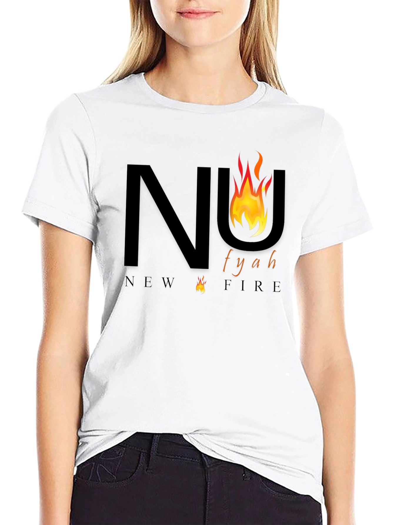 New Fyah T-Shirt - Black Tee with Fiery Design