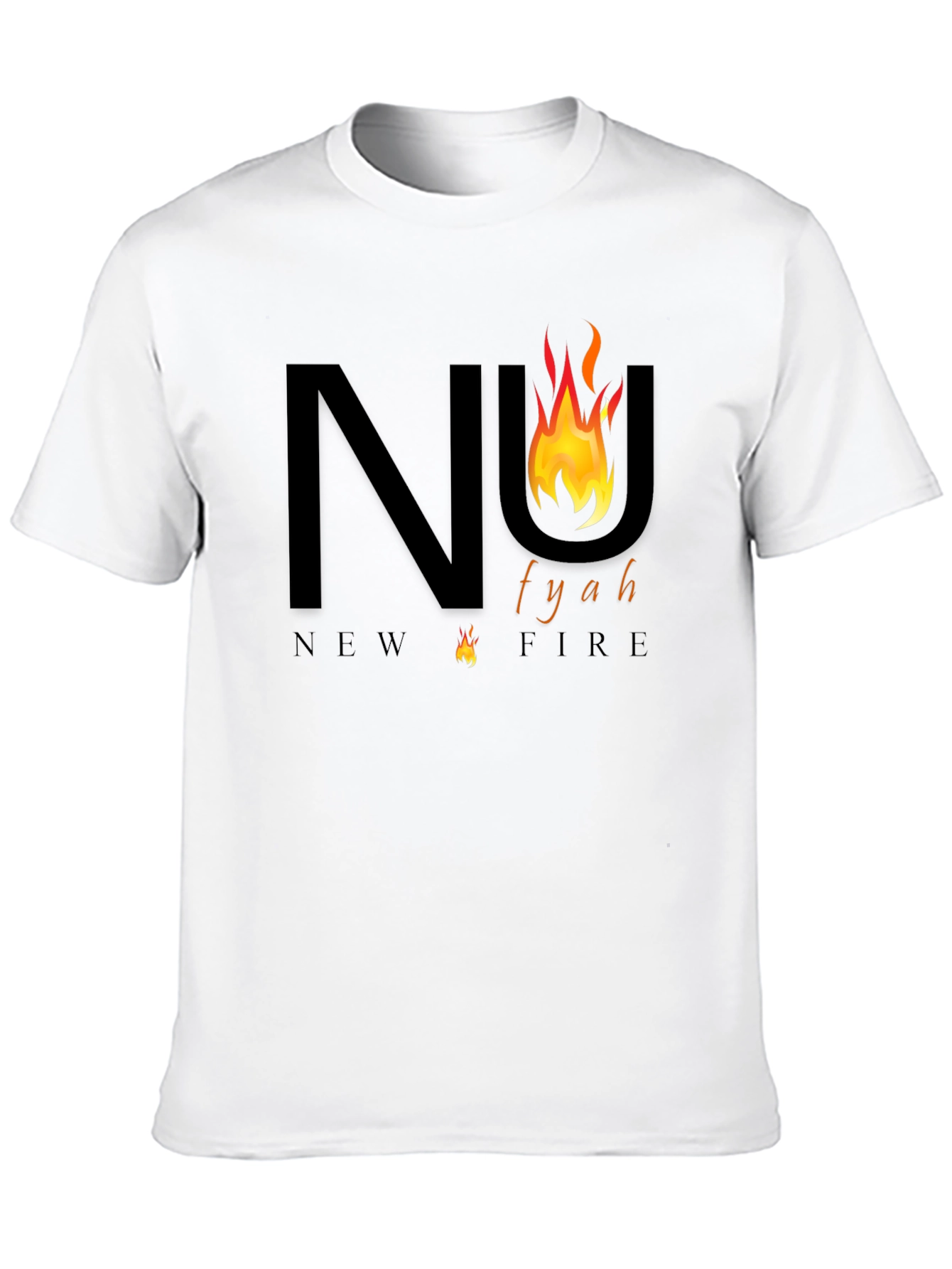 New Fyah T-Shirt - Black Tee with Fiery Design