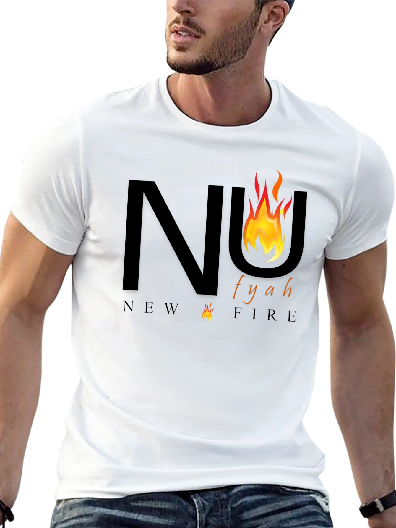 New Fyah T-Shirt - Black Tee with Fiery Design