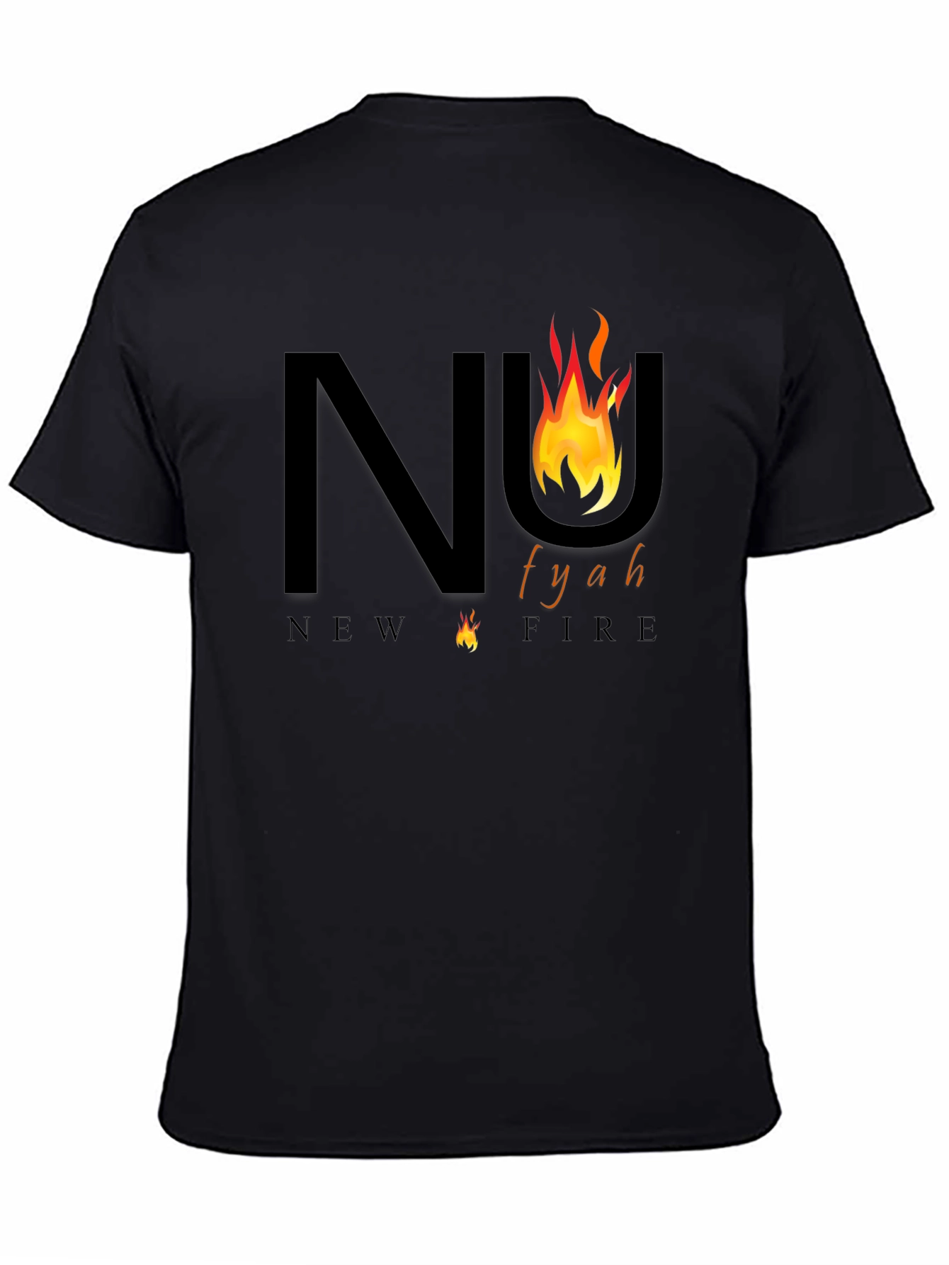 New Fyah T-Shirt - Black Tee with Fiery Design