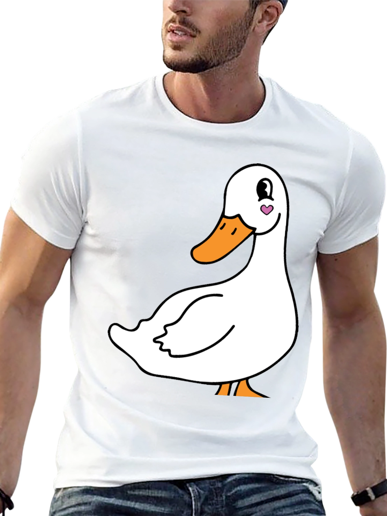 Cute Duck Graphic Tee - Black Cotton T-Shirt