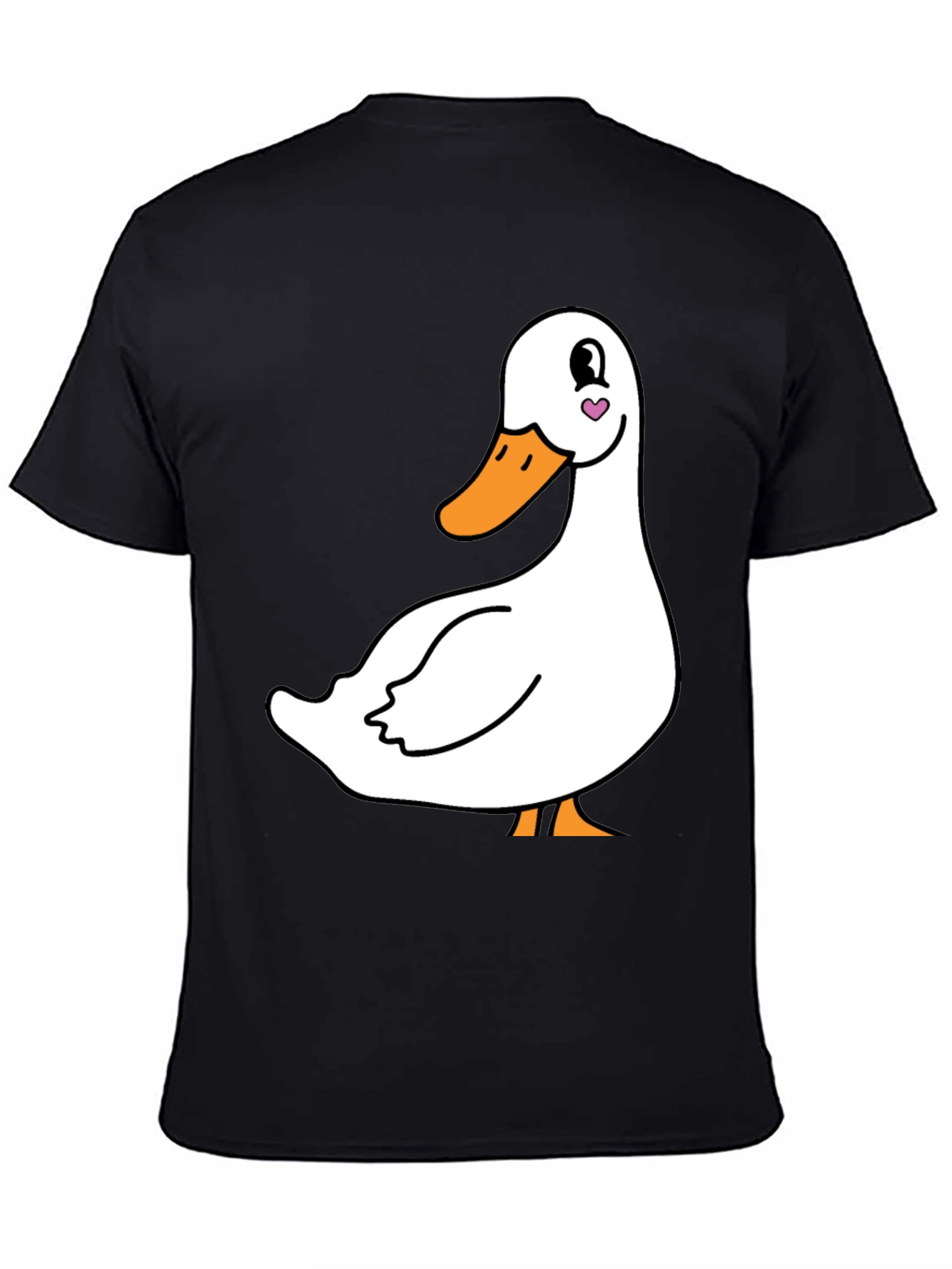 Cute Duck Graphic Tee - Black Cotton T-Shirt