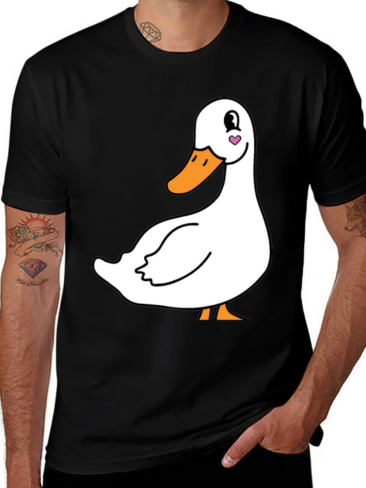 Cute Duck Graphic Tee - Black Cotton T-Shirt