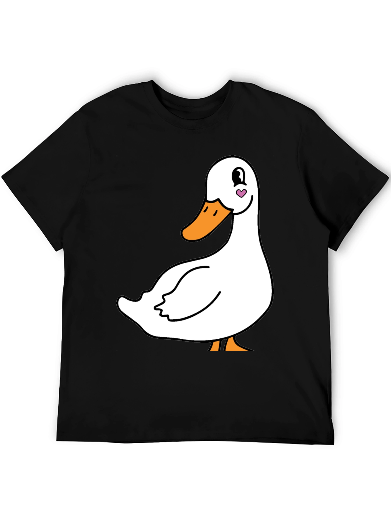 Cute Duck Graphic Tee - Black Cotton T-Shirt