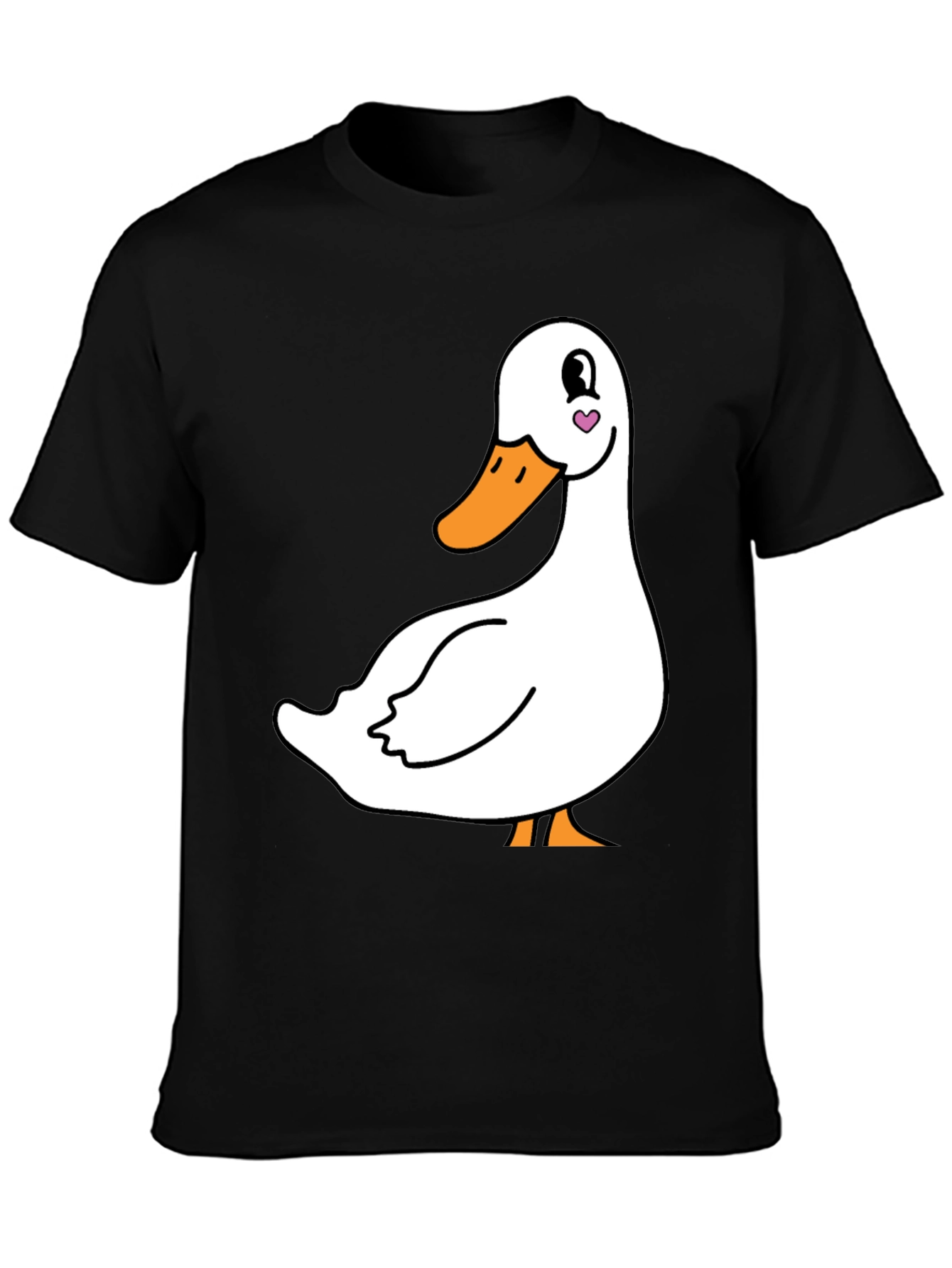Cute Duck Graphic Tee - Black Cotton T-Shirt