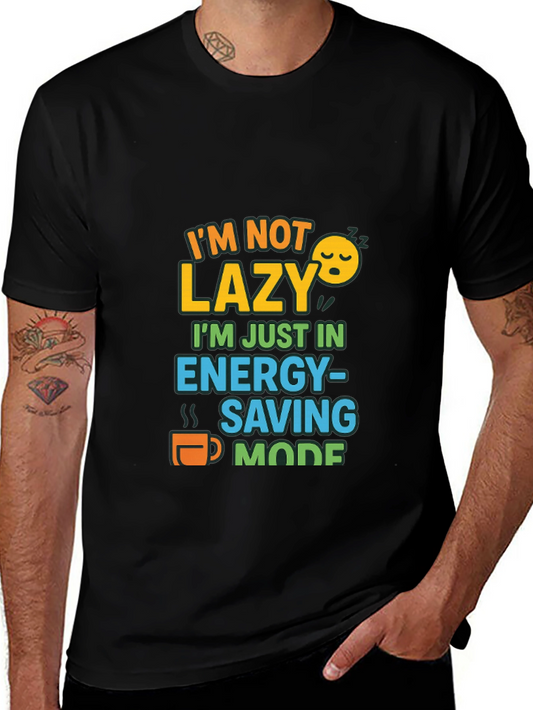 Funny Energy Saving Mode Graphic Tee - Perfect for Relaxing!