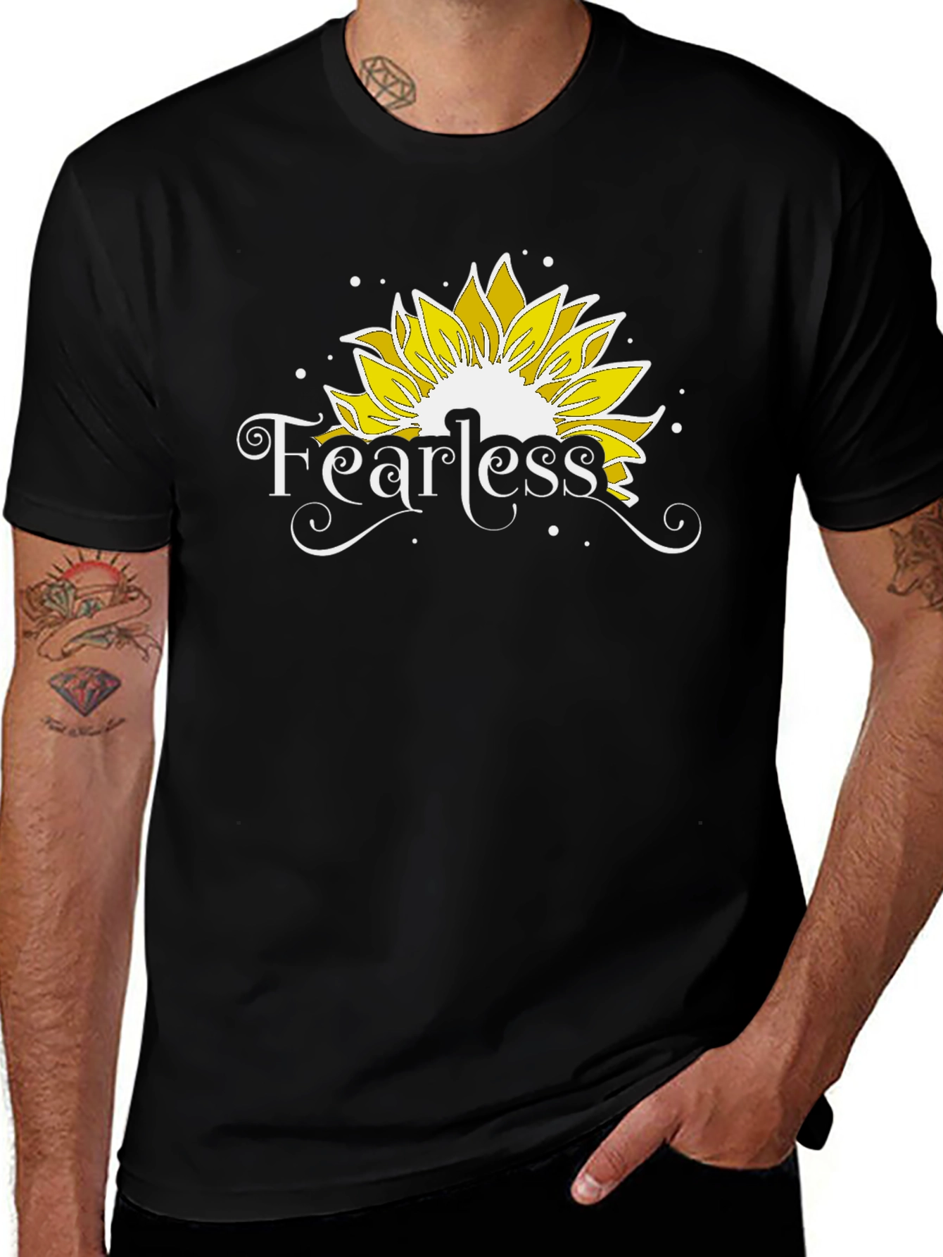 Fearless Sunflower Graphic Tee - Black