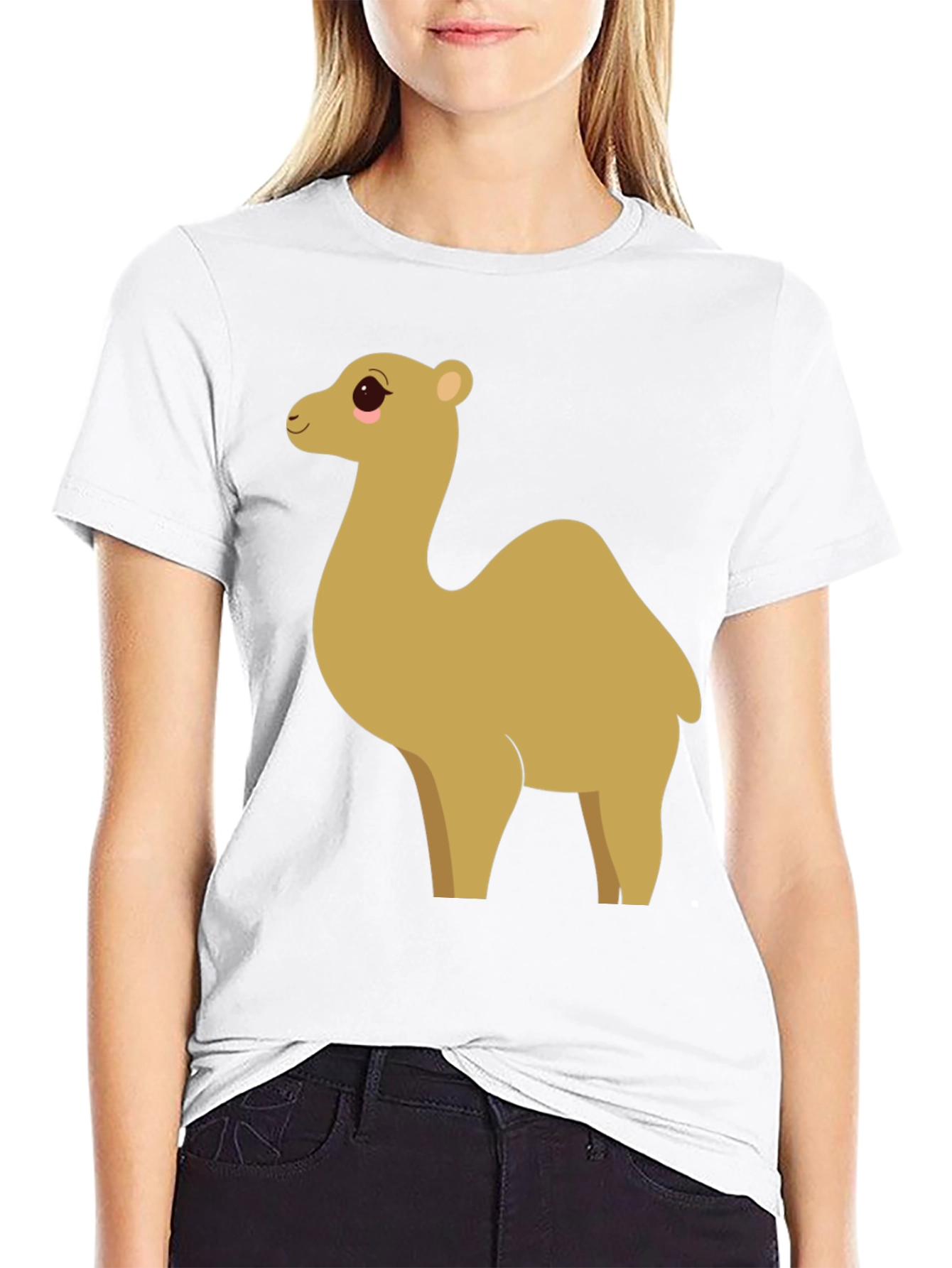 Camel Cartoon Graphic Black T-Shirt