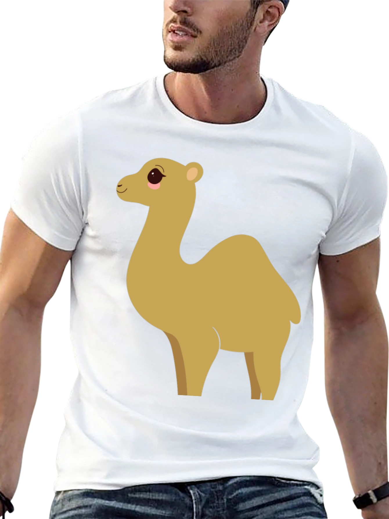 Camel Cartoon Graphic Black T-Shirt
