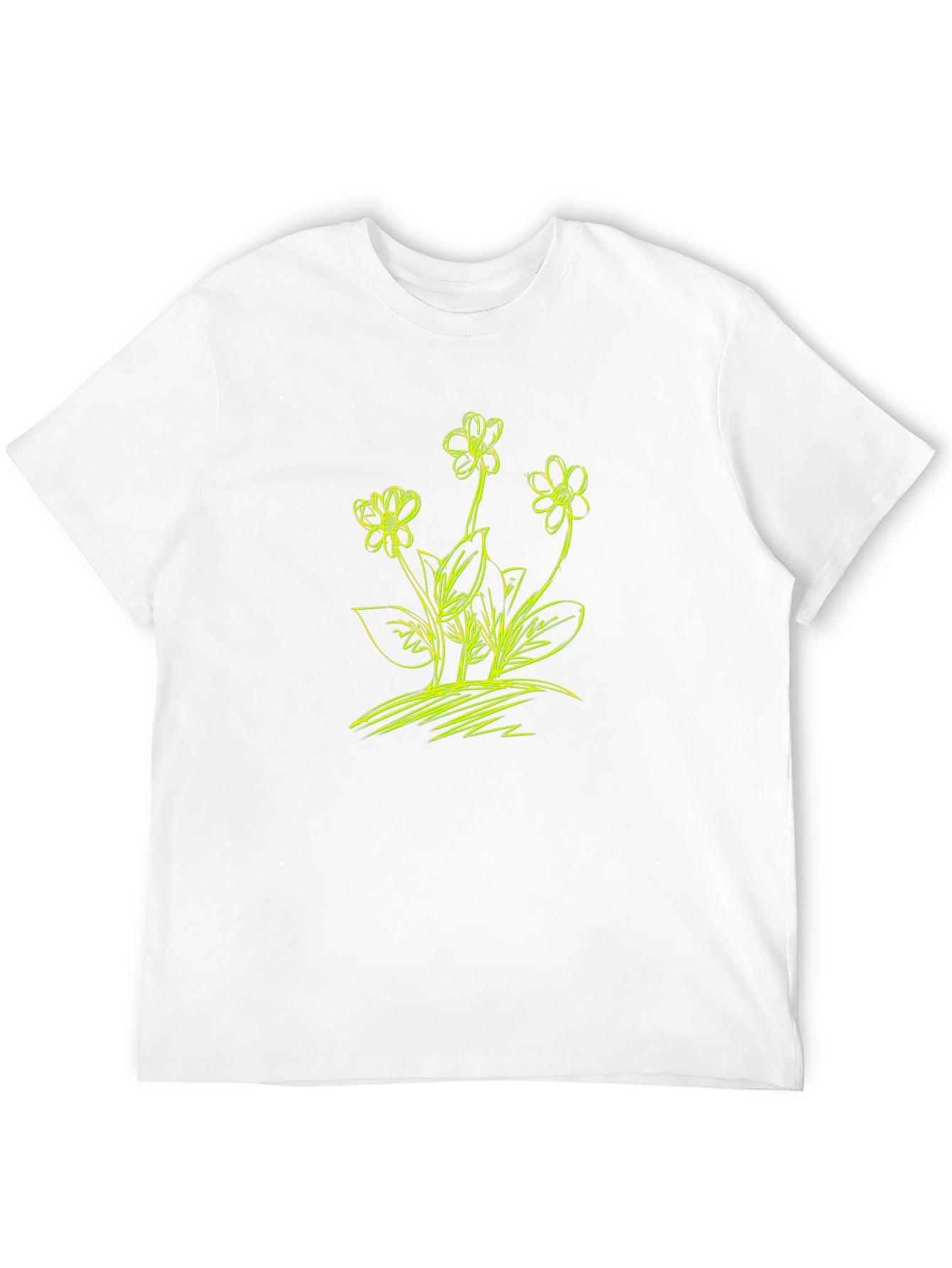 Floral Sketch Graphic T-Shirt - Black
