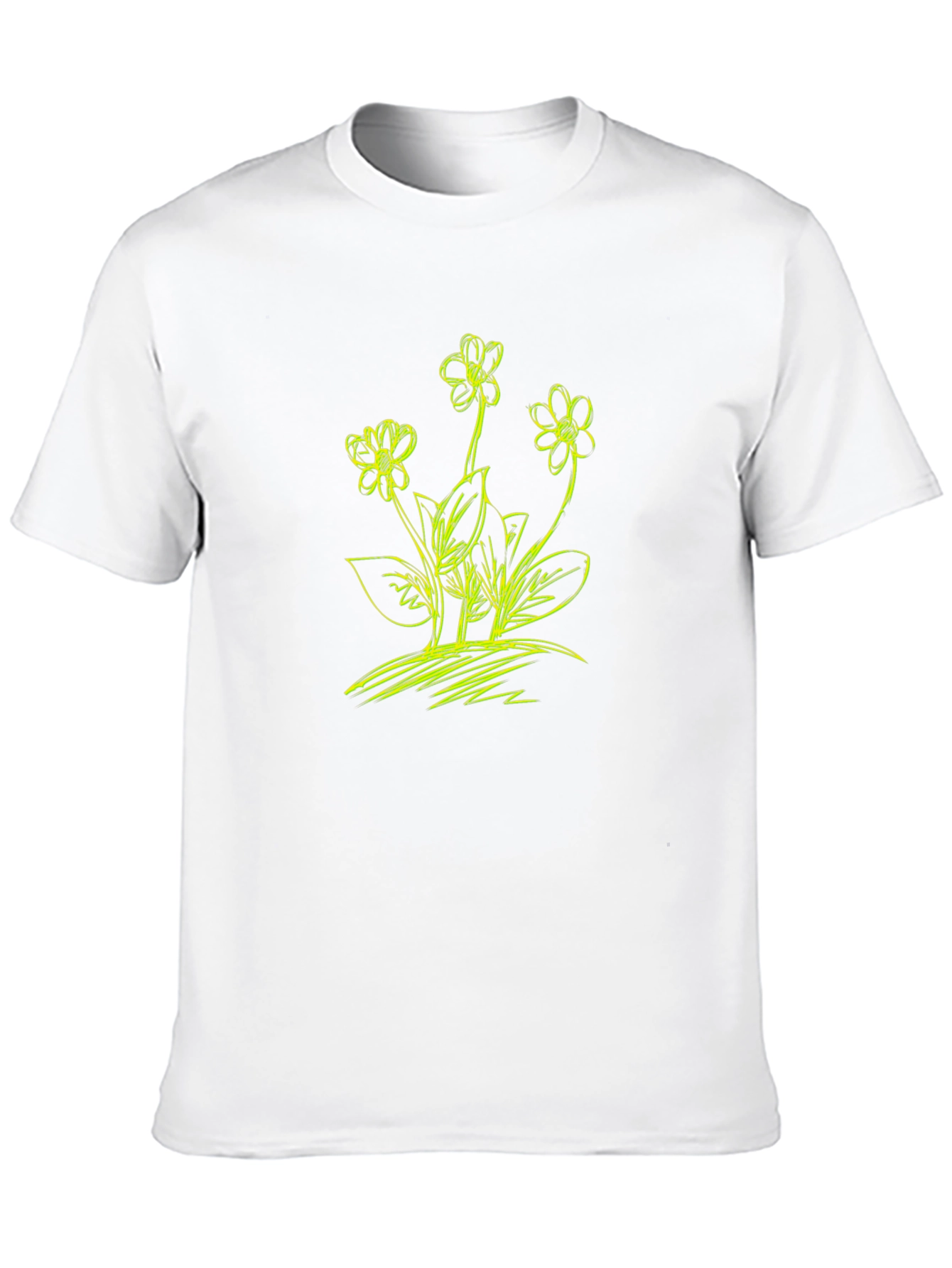 Floral Sketch Graphic T-Shirt - Black