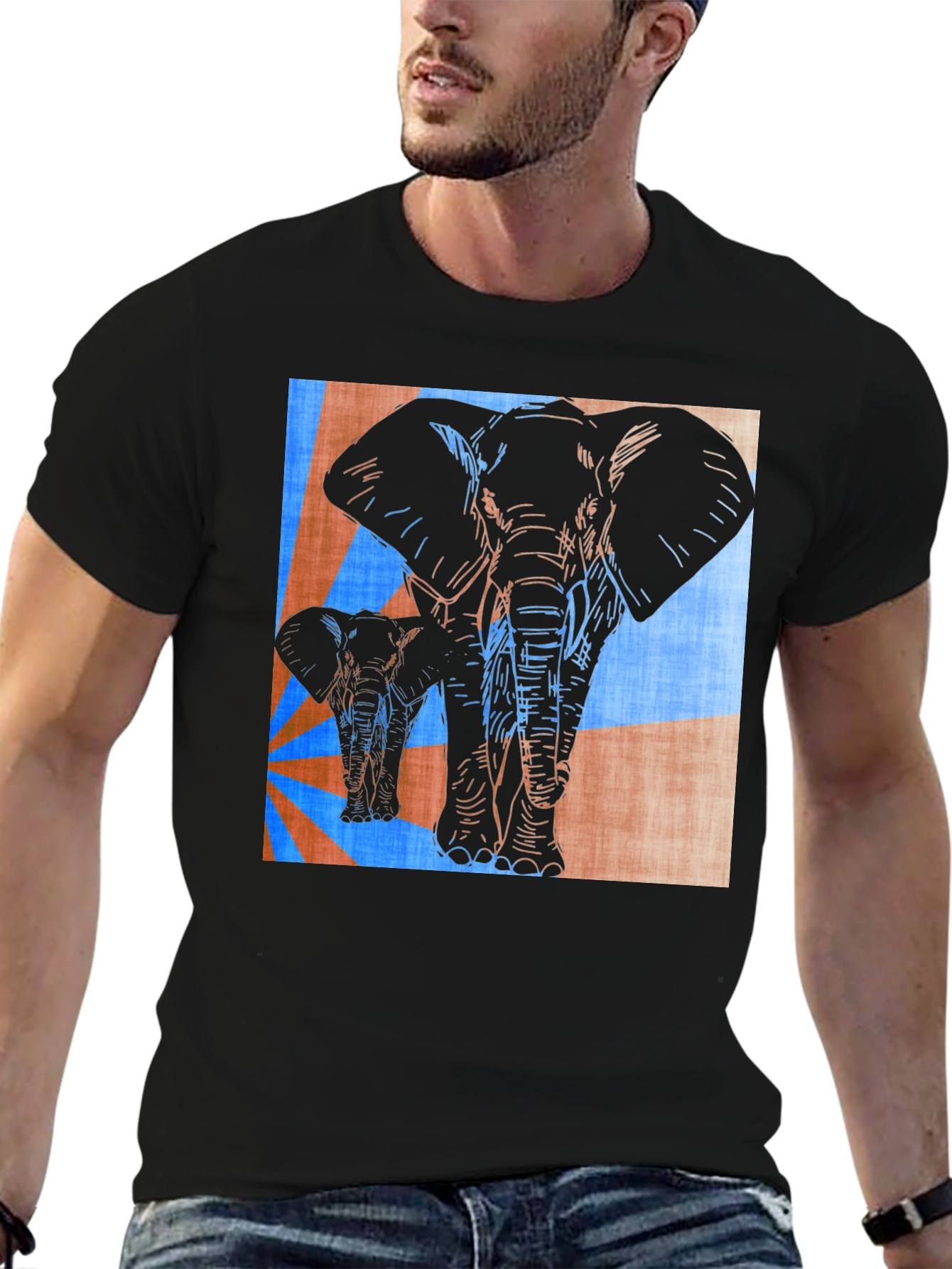 Elephant Print Graphic Tee - Stylish Mens Casual Shirt
