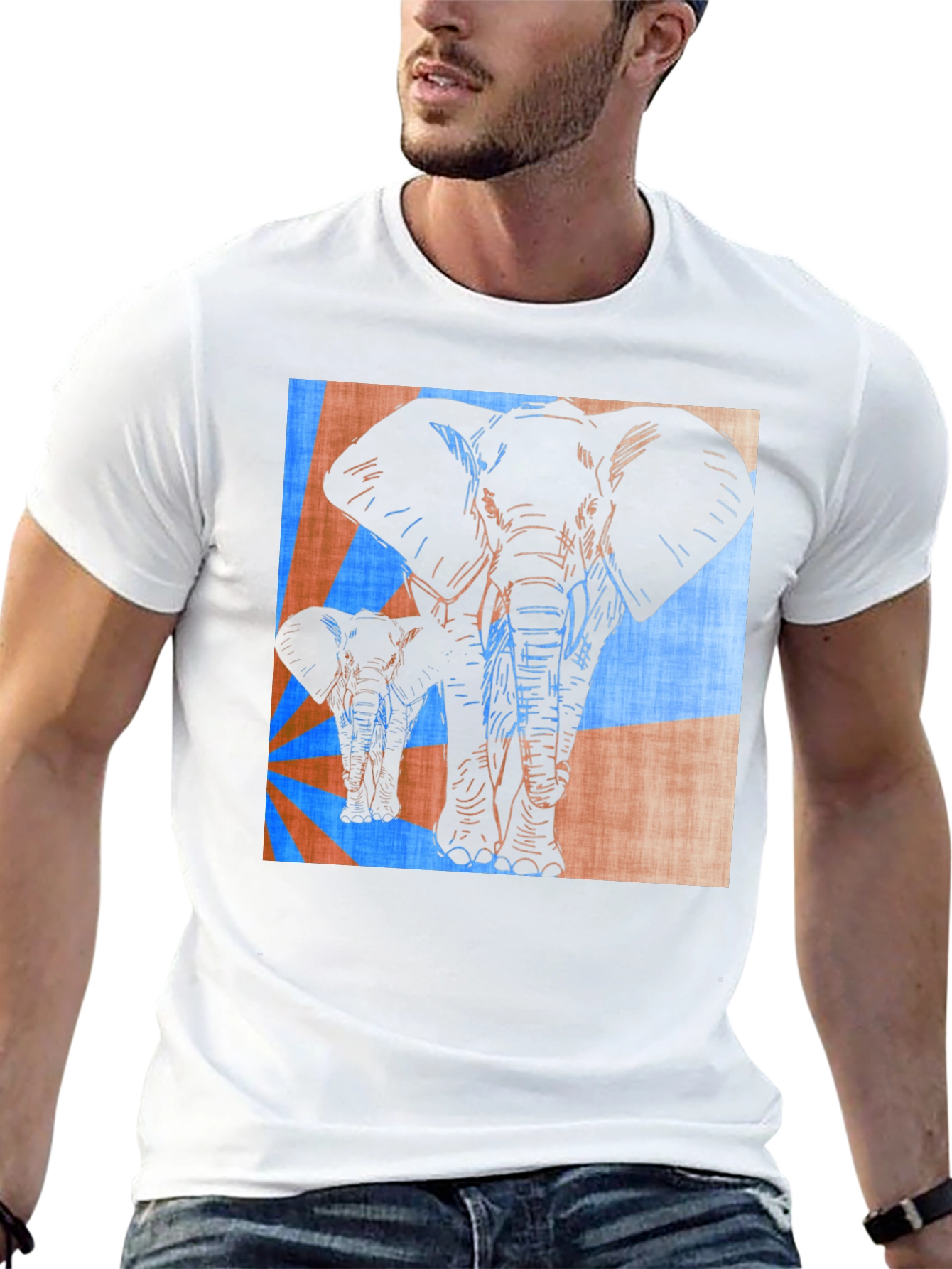 Elephant Print Graphic Tee - Stylish Mens Casual Shirt