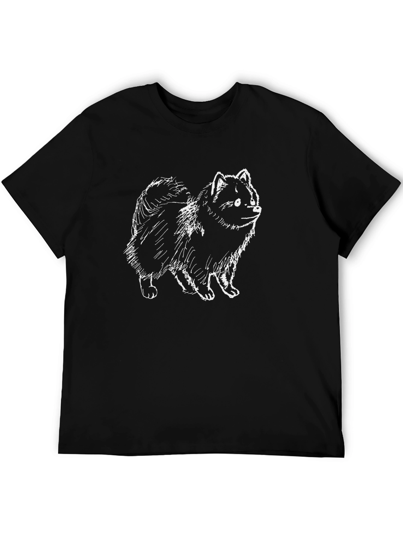 Dog Sketch Graphic Tee - Black Cotton Blend