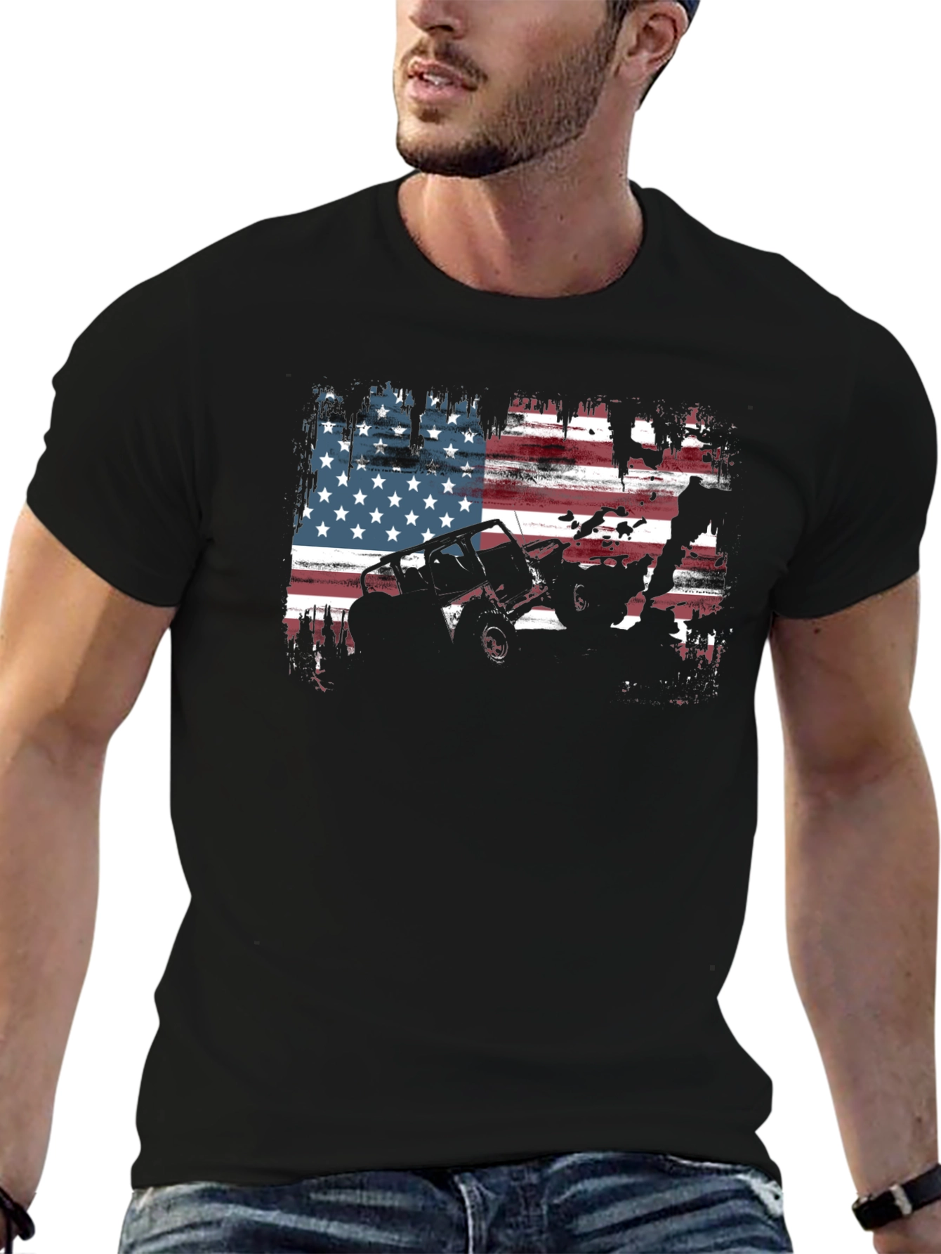 American Flag Off-Road Jeep Graphic T-Shirt