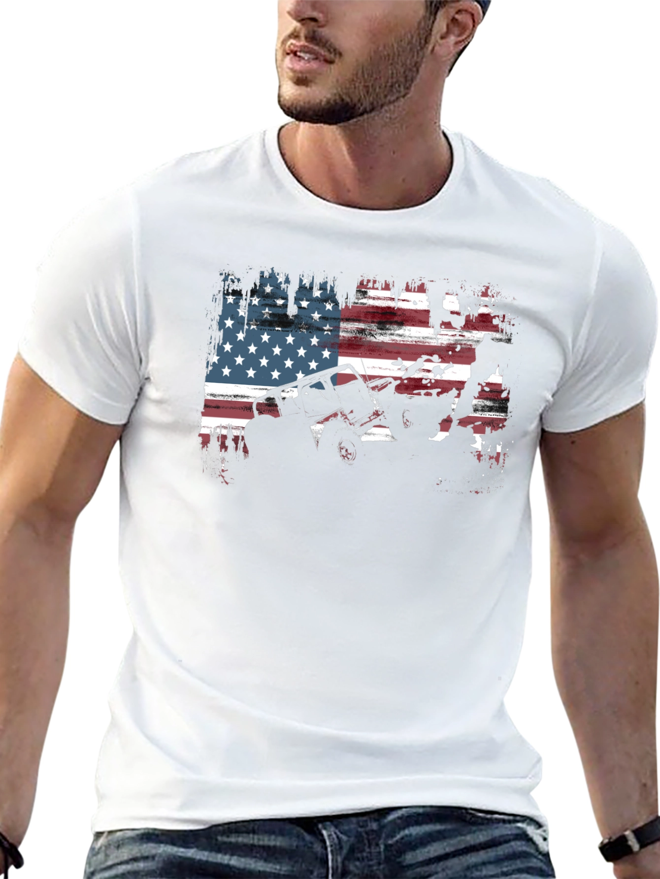 American Flag Off-Road Jeep Graphic T-Shirt