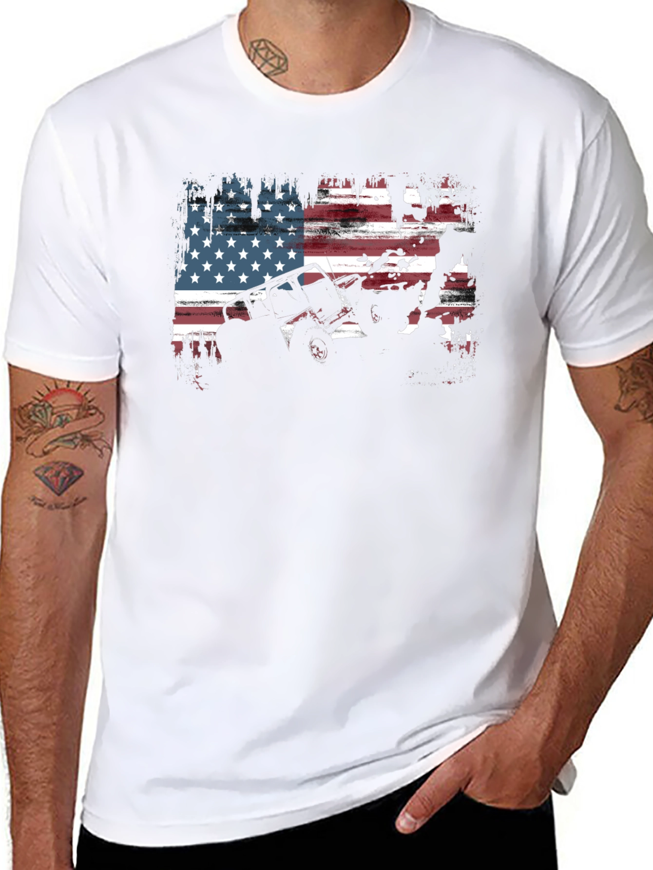 American Flag Off-Road Jeep Graphic T-Shirt