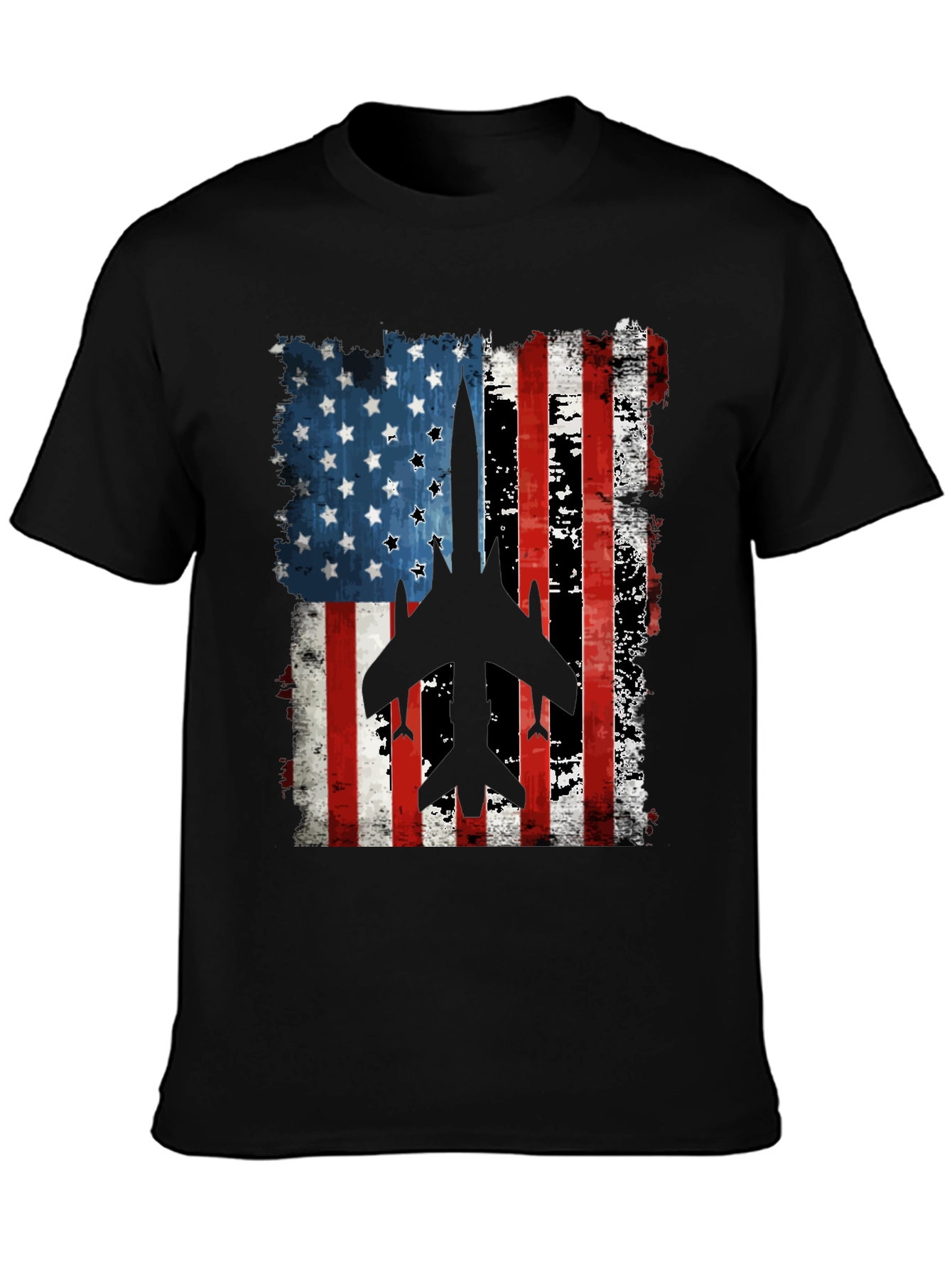 American Flag Fighter Jet Graphic T-Shirt