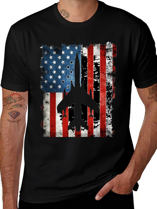 American Flag Fighter Jet Graphic T-Shirt