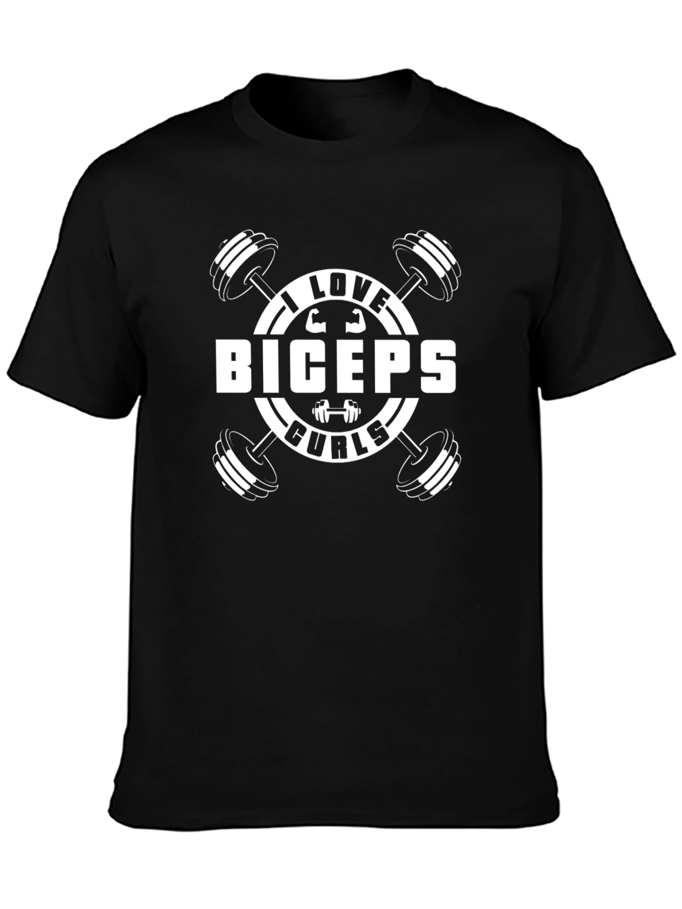I Love Biceps Curls Black T-Shirt