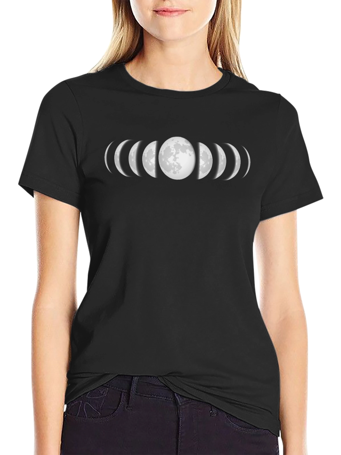 Moon Phases Black Graphic T-Shirt
