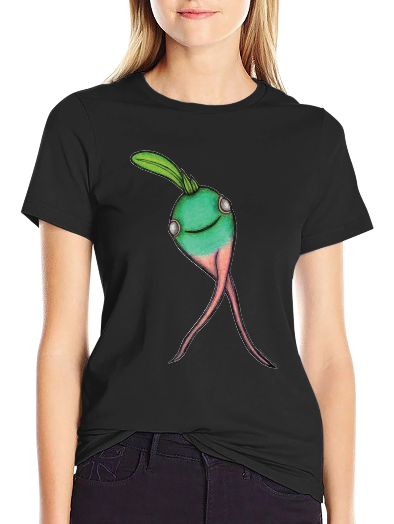 Whimsical Turnip Graphic Tee - Black Cotton Comfort