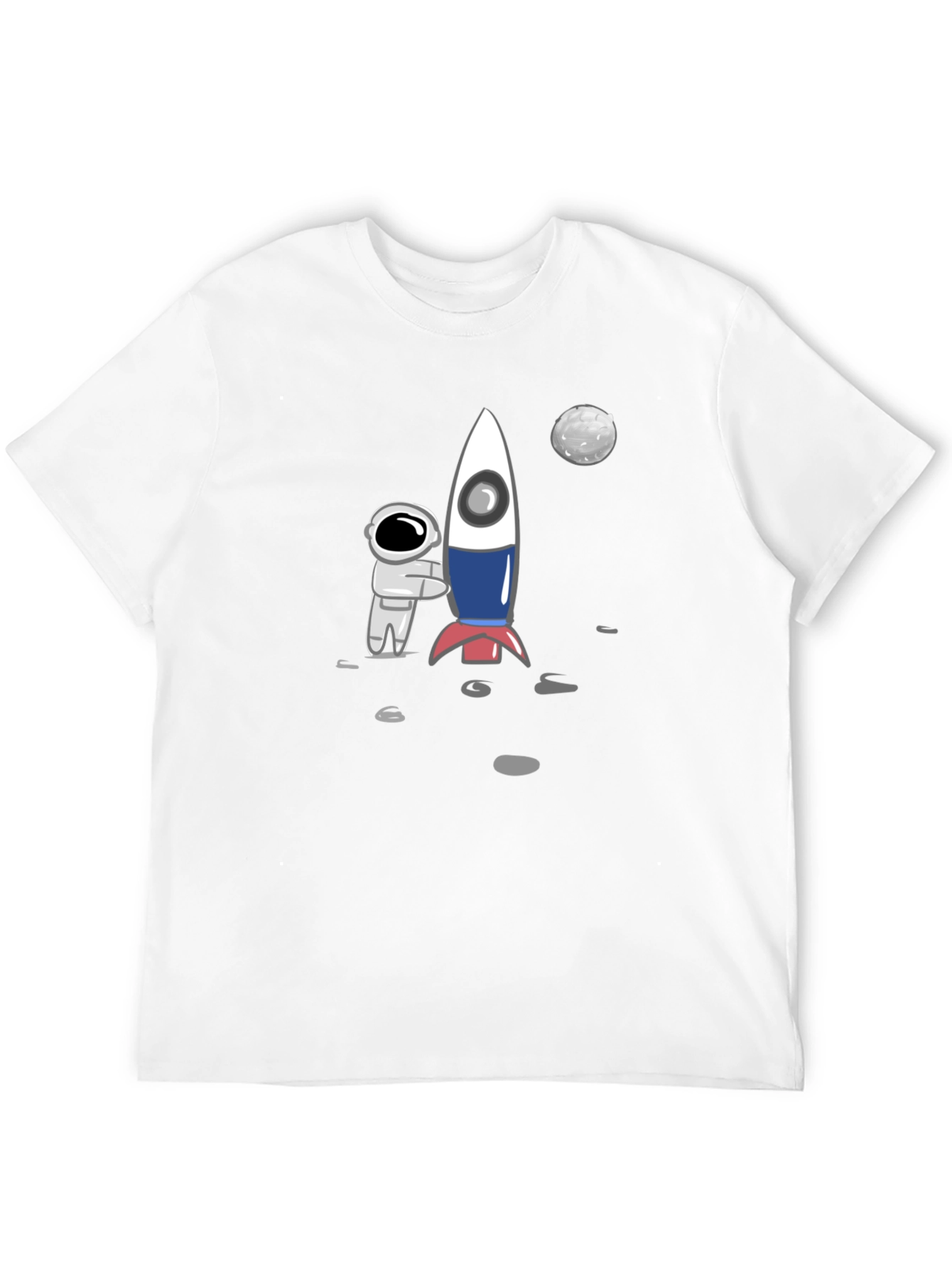 Astronaut & Rocket Graphic Tee - Black Cotton