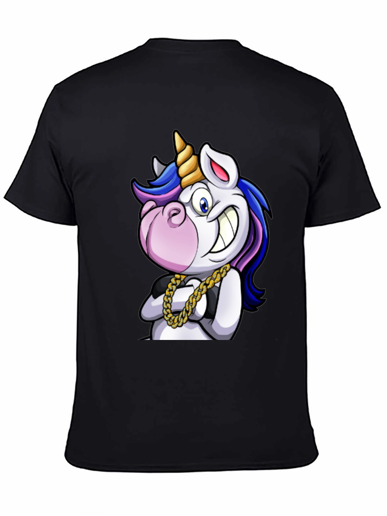 Unicorn Cartoon Graphic T-Shirt - Black