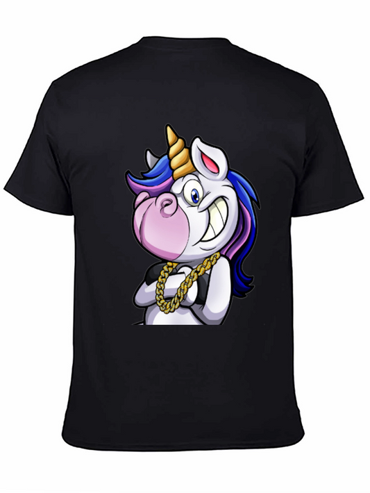 Unicorn Cartoon Graphic T-Shirt - Black